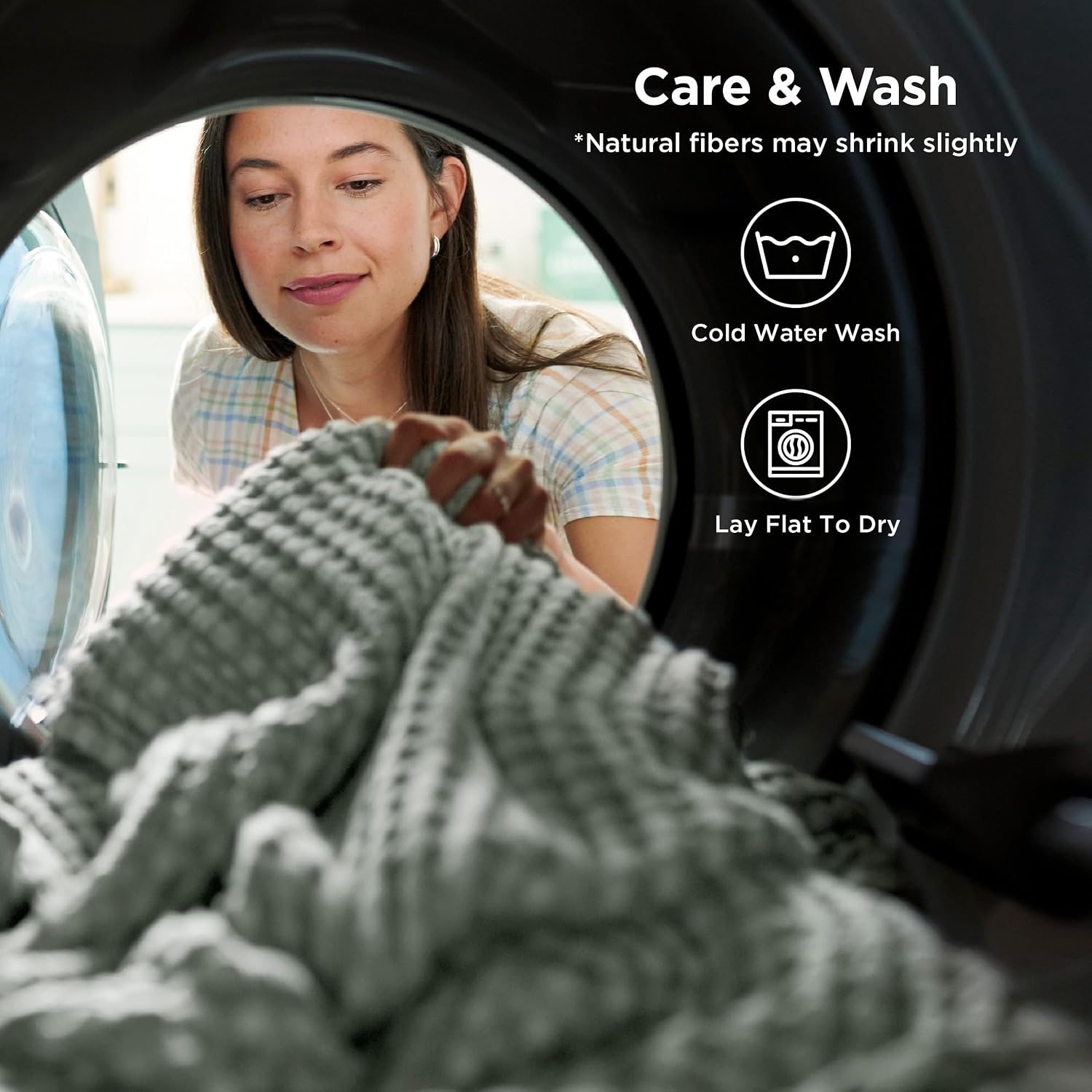 image:imageBedsure Cooling Cotton Waffle Full Size Blanket Lightweight Breathable Blanket of Rayon Derived from Bamboo for Hot Sleepers Luxury Throws for Bed Couch and Sofa Ivory 80x90 InchesMint Green