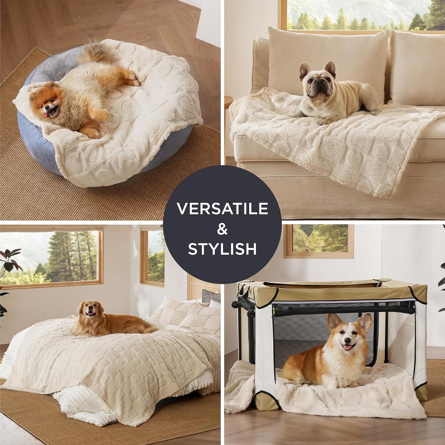 image:imageBedsure Dog Blanket for Small Dogs Puppy and Cats Soft Fleece 25x35 Blue 300GSM Fuzzy Jacquard Doggy Kitten Blanket Washable for Crate Cage Pet Bed Indoor Cats Puppy Essentials Cute Dog GiftWhite Heart