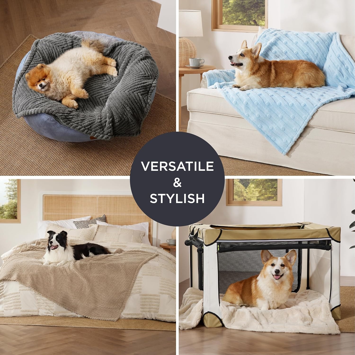image:imageBedsure Dog Blanket for Small Dogs Puppy and Cats Soft Fleece 25x35 Blue 300GSM Fuzzy Jacquard Doggy Kitten Blanket Washable for Crate Cage Pet Bed Indoor Cats Puppy Essentials Cute Dog GiftBlue Dot