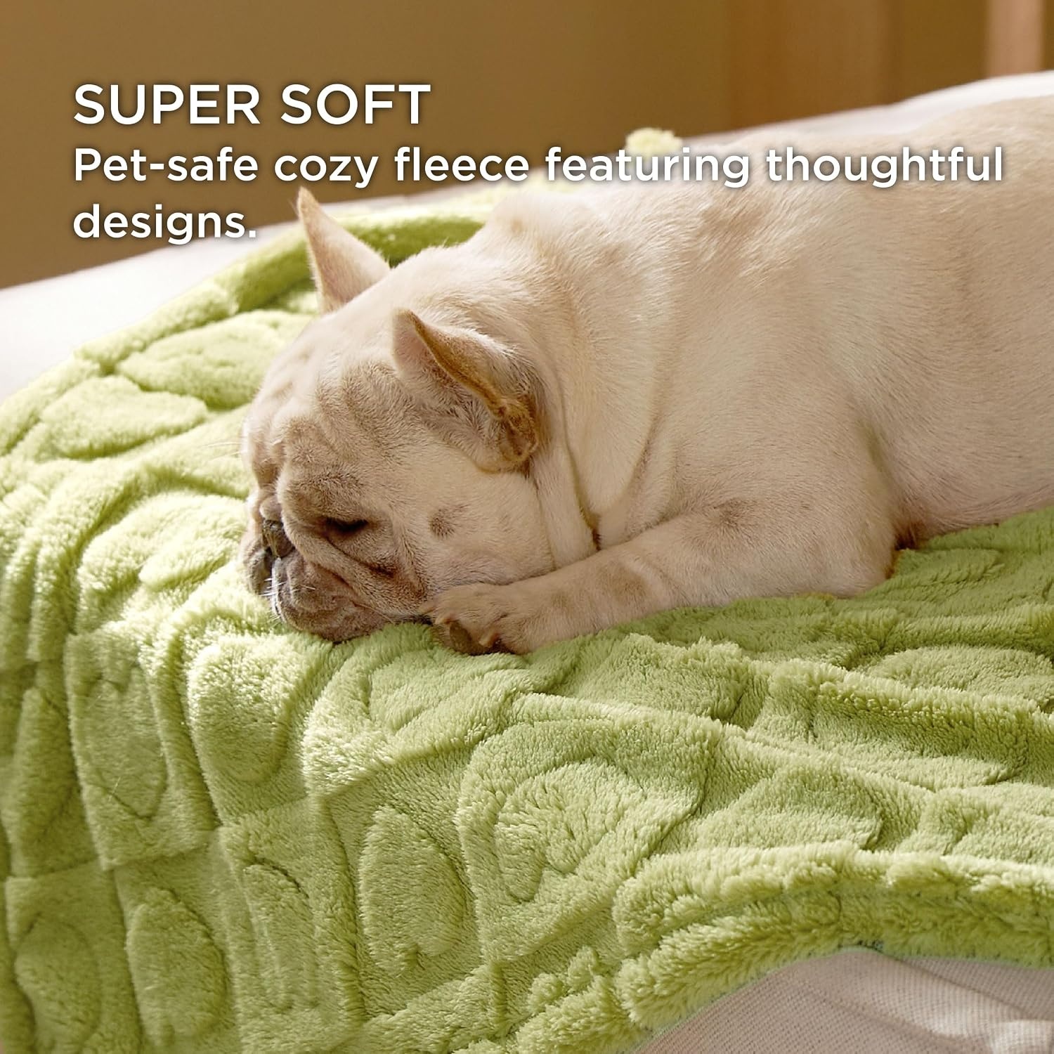 image:imageBedsure Dog Blanket for Small Dogs Puppy and Cats Soft Fleece 25x35 Blue 300GSM Fuzzy Jacquard Doggy Kitten Blanket Washable for Crate Cage Pet Bed Indoor Cats Puppy Essentials Cute Dog GiftLint Heart