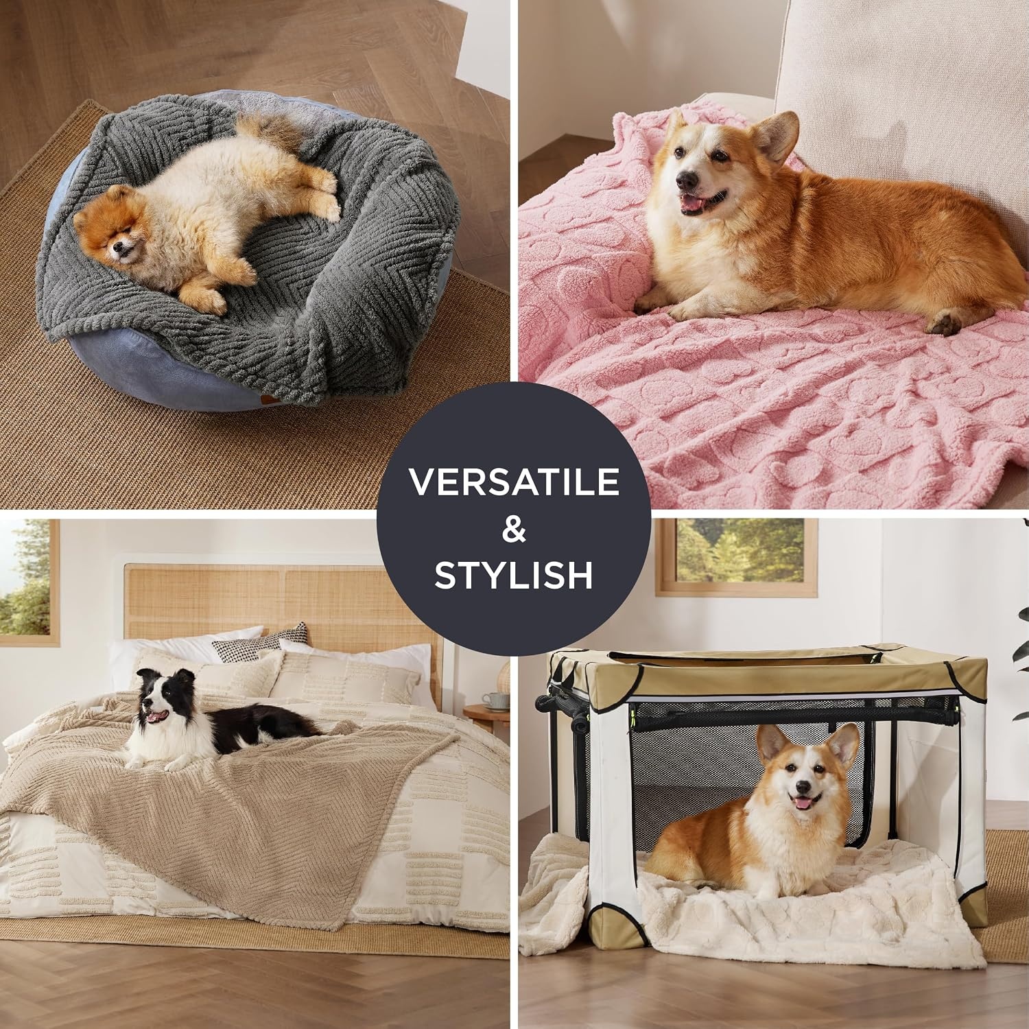 image:imageBedsure Dog Blanket for Small Dogs Puppy and Cats Soft Fleece 25x35 Blue 300GSM Fuzzy Jacquard Doggy Kitten Blanket Washable for Crate Cage Pet Bed Indoor Cats Puppy Essentials Cute Dog GiftBrown Wave