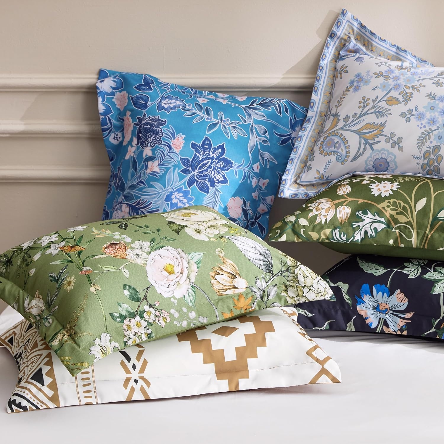 image:imageBedsure Duvet Cover King Size Reversible Navy Blue King Duvet Cover Set with Zipper Closure 3 Pieces Floral Patterned Bedding Set with 8 Corner Ties and 2 Pillow Shams26 Modern Boho No Comforter