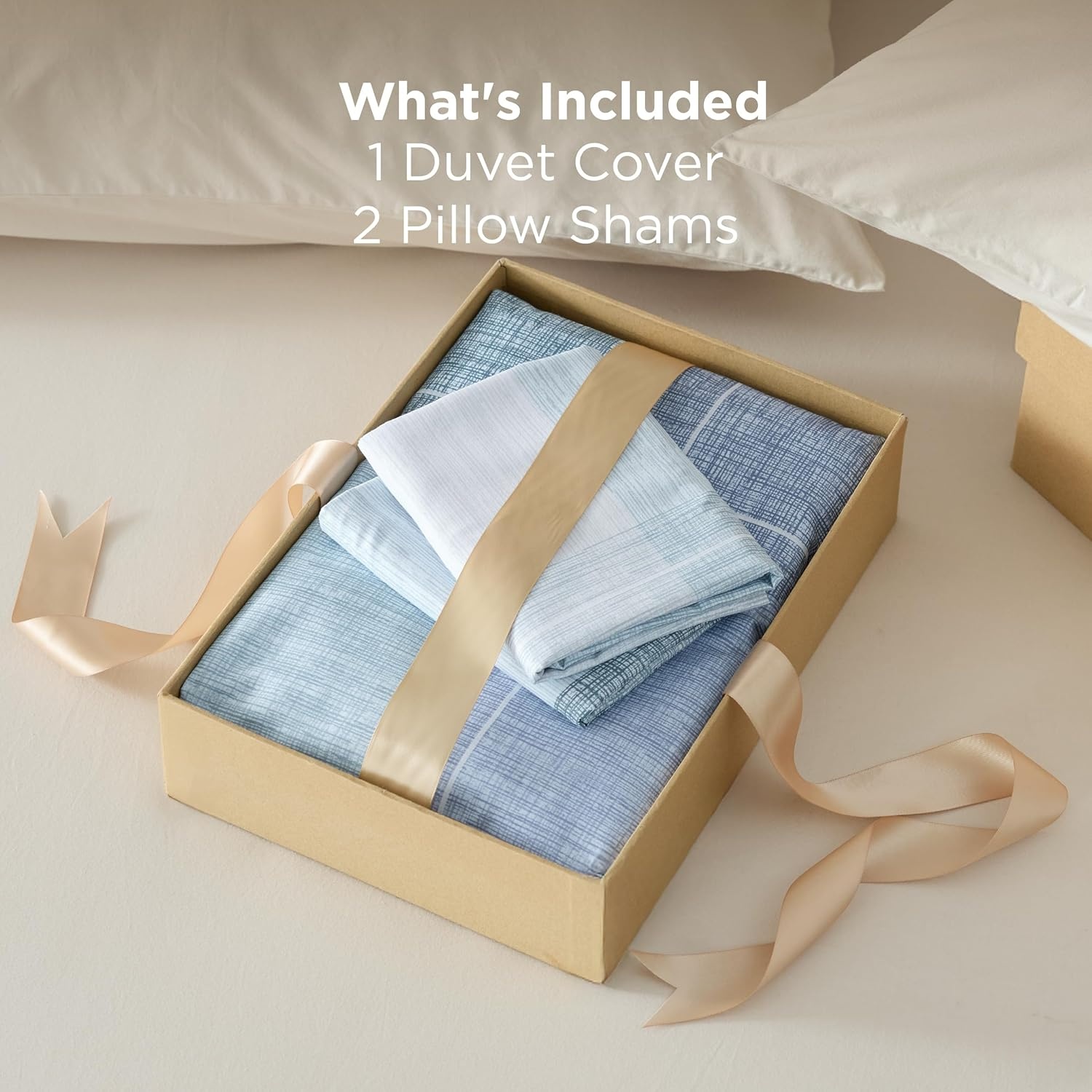 image:imageBedsure Duvet Cover King Size Reversible Navy Blue King Duvet Cover Set with Zipper Closure 3 Pieces Floral Patterned Bedding Set with 8 Corner Ties and 2 Pillow Shams01 Blue No Comforter