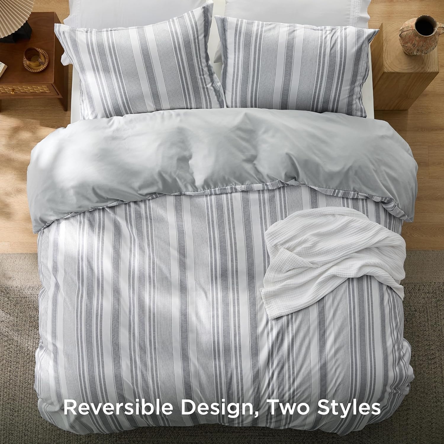image:imageBedsure Duvet Cover King Size Reversible Navy Blue King Duvet Cover Set with Zipper Closure 3 Pieces Floral Patterned Bedding Set with 8 Corner Ties and 2 Pillow Shams06 Formal Grey No Comforter