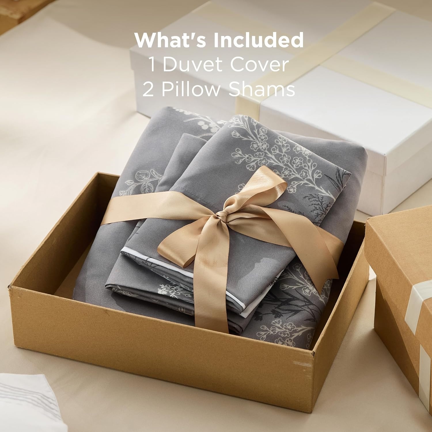 image:imageBedsure Duvet Cover King Size Reversible Navy Blue King Duvet Cover Set with Zipper Closure 3 Pieces Floral Patterned Bedding Set with 8 Corner Ties and 2 Pillow Shams00 GreyWhite No Comforter