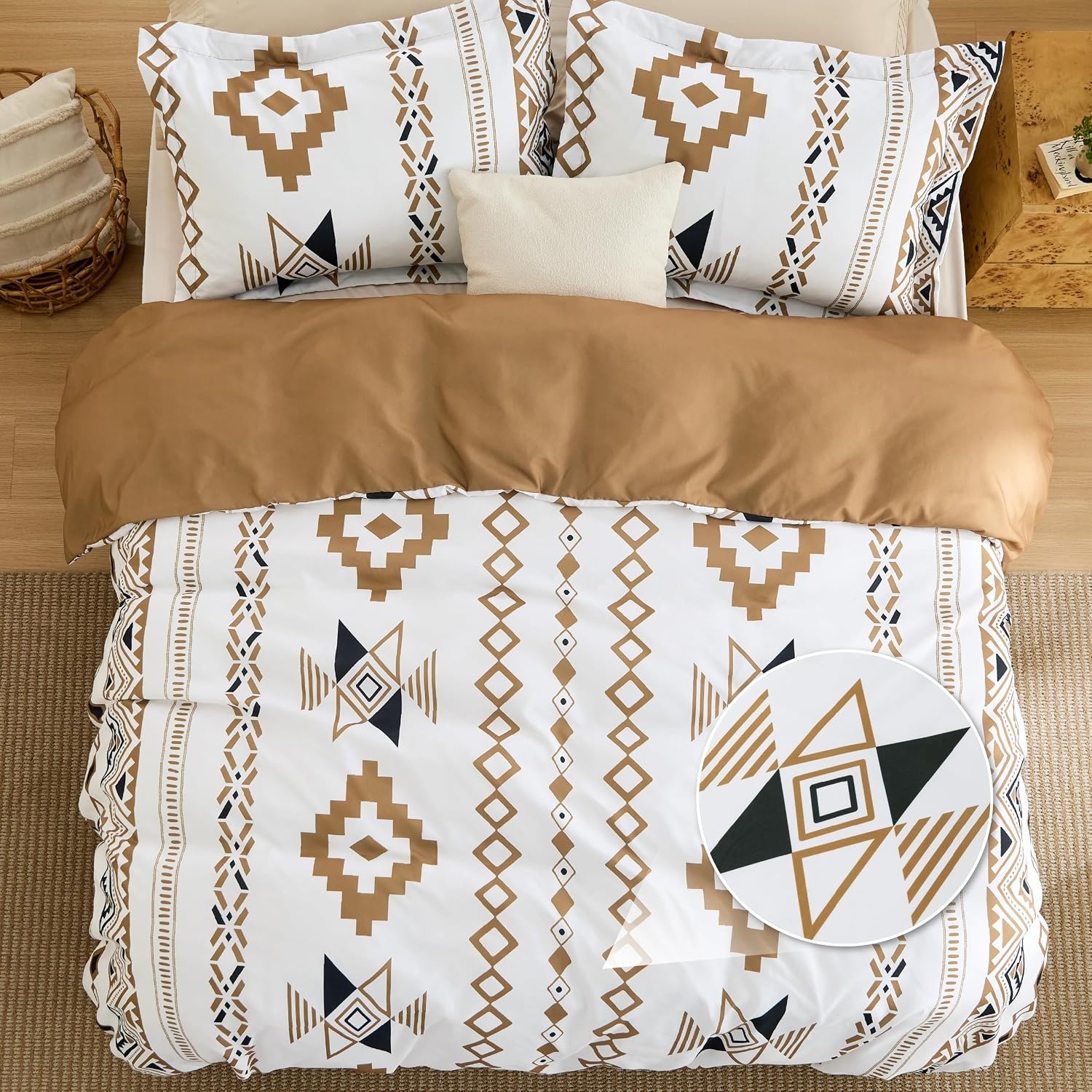 image:imageBedsure Duvet Cover King Size Reversible Navy Blue King Duvet Cover Set with Zipper Closure 3 Pieces Floral Patterned Bedding Set with 8 Corner Ties and 2 Pillow Shams26 Modern Boho No Comforter