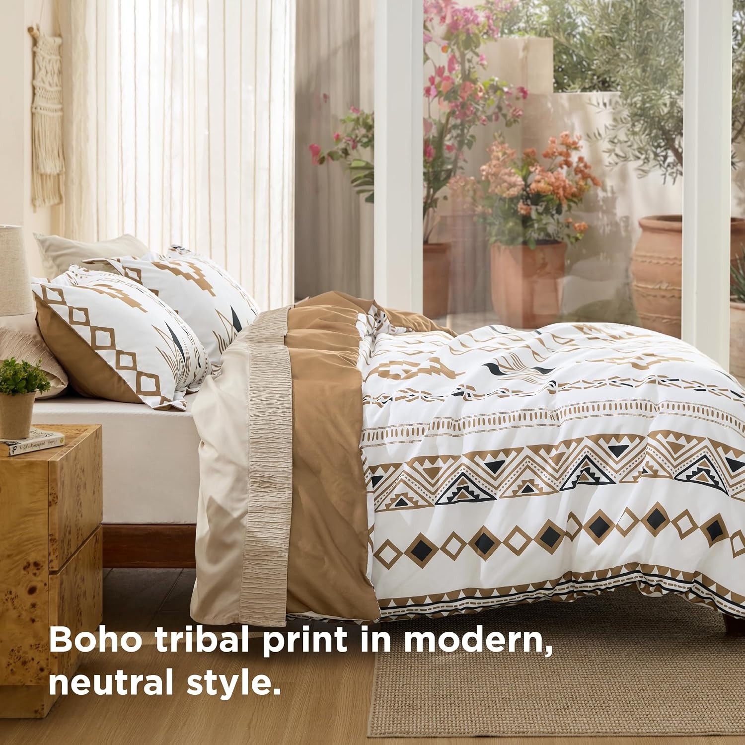 image:imageBedsure Duvet Cover King Size Reversible Navy Blue King Duvet Cover Set with Zipper Closure 3 Pieces Floral Patterned Bedding Set with 8 Corner Ties and 2 Pillow Shams26 Modern Boho No Comforter