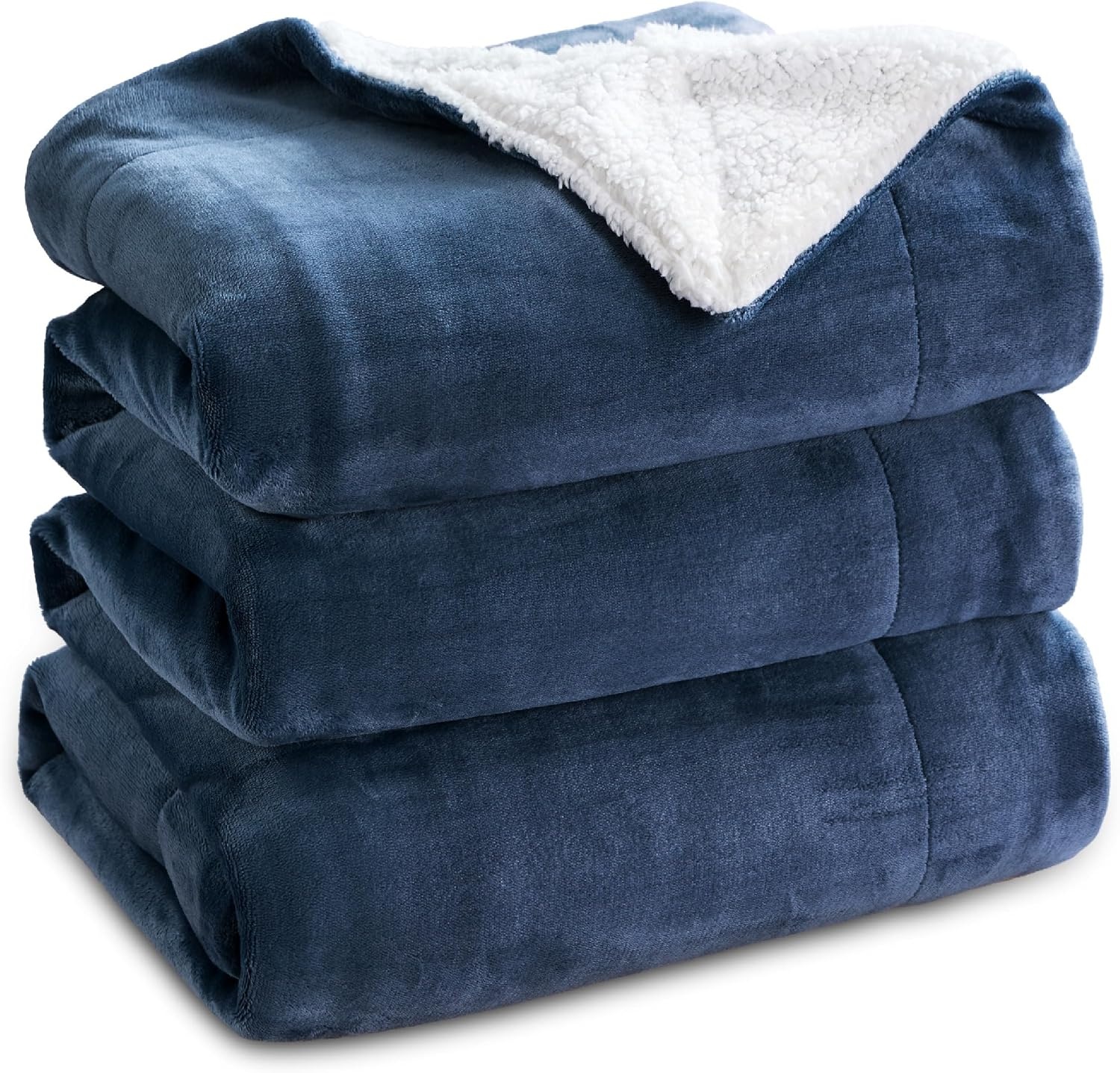 image:imageBedsure GentleSoft Sherpa Fleece Throw Blanket for Couch NonHeated Thick amp Warm Cozy Comfort Blanket for Winter Fall Soft Fuzzy Plush Throw Gifts for Women and Men Grey 50x60 Inches03 Slate Blue