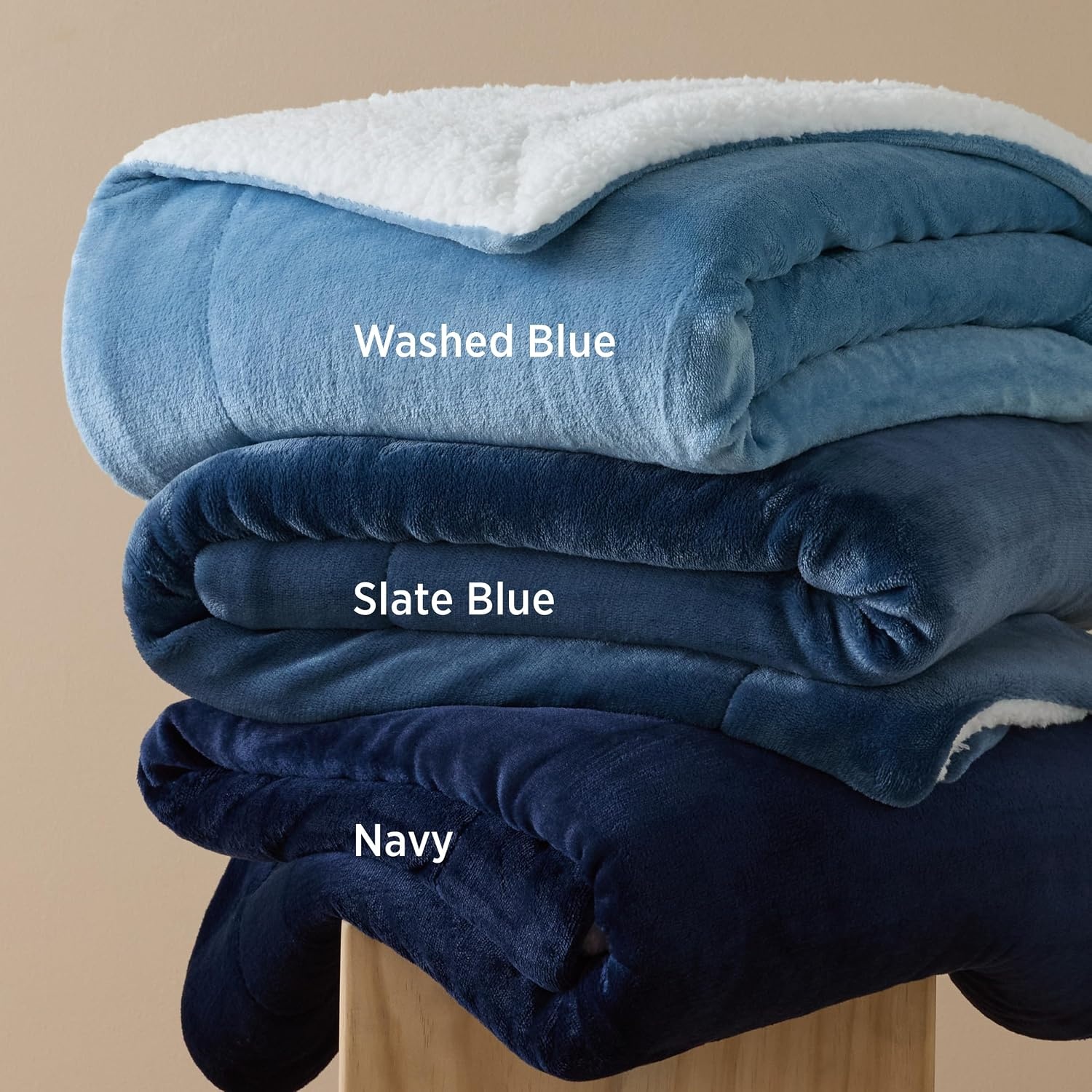 image:imageBedsure GentleSoft Sherpa Fleece Throw Blanket for Couch NonHeated Thick amp Warm Cozy Comfort Blanket for Winter Fall Soft Fuzzy Plush Throw Gifts for Women and Men Grey 50x60 Inches03 Slate Blue