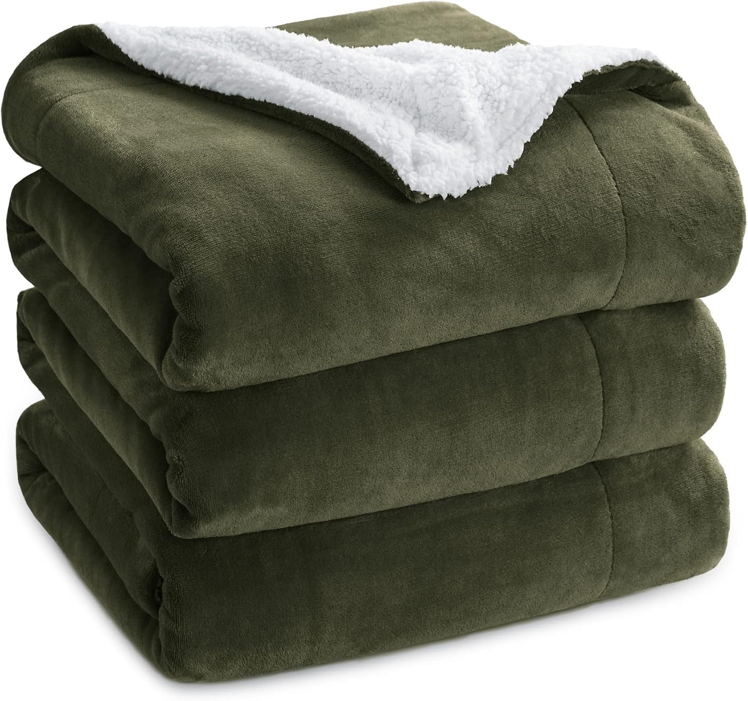 image:imageBedsure GentleSoft Sherpa Fleece Throw Blanket for Couch NonHeated Thick amp Warm Cozy Comfort Blanket for Winter Fall Soft Fuzzy Plush Throw Gifts for Women and Men Grey 50x60 Inches04 Olive Green