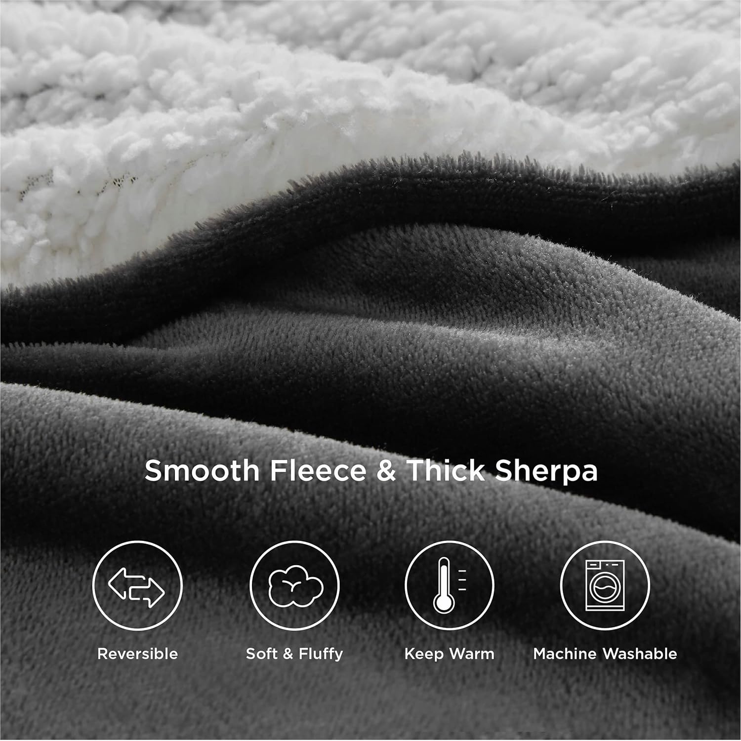 image:imageBedsure GentleSoft Sherpa Fleece Throw Blanket for Couch NonHeated Thick amp Warm Cozy Comfort Blanket for Winter Fall Soft Fuzzy Plush Throw Gifts for Women and Men Grey 50x60 Inches02 Charcoal