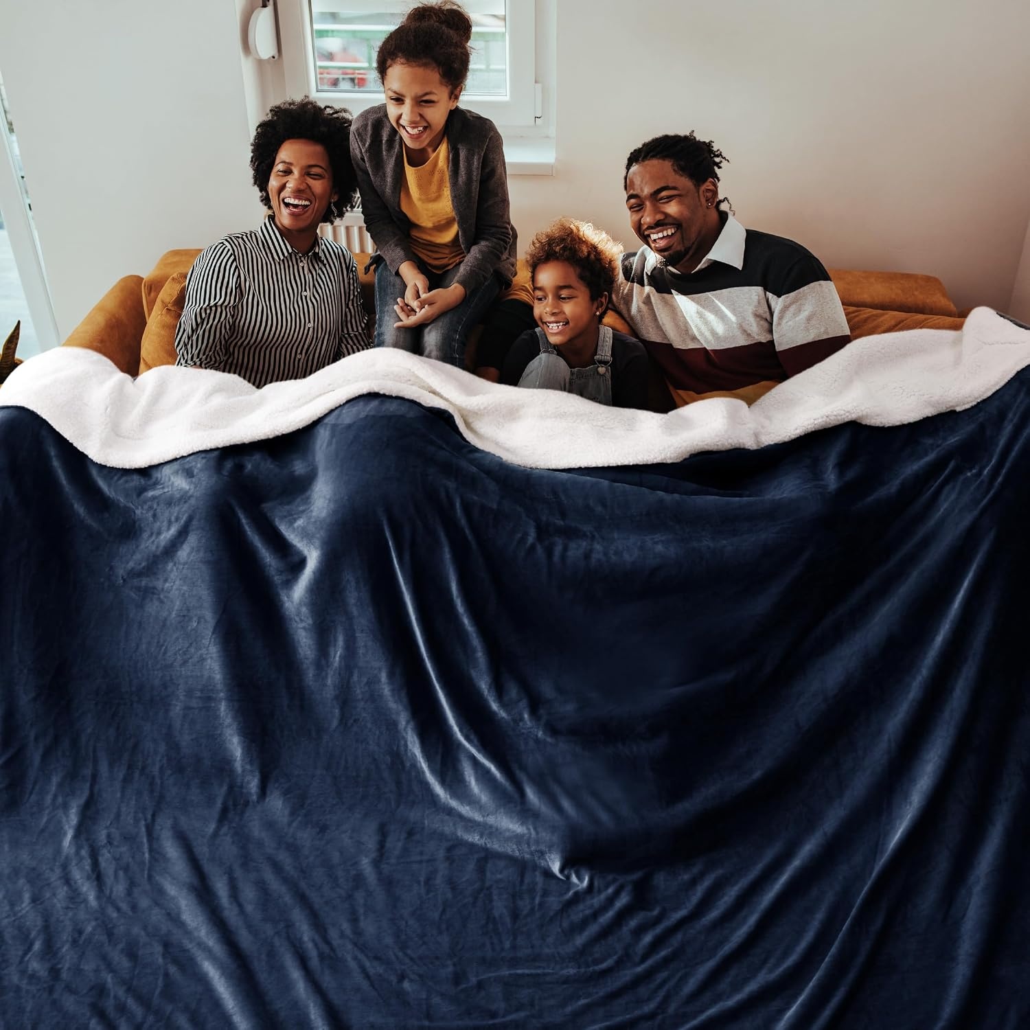 image:imageBedsure GentleSoft Sherpa Fleece Throw Blanket for Couch NonHeated Thick amp Warm Cozy Comfort Blanket for Winter Fall Soft Fuzzy Plush Throw Gifts for Women and Men Grey 50x60 Inches03 Navy