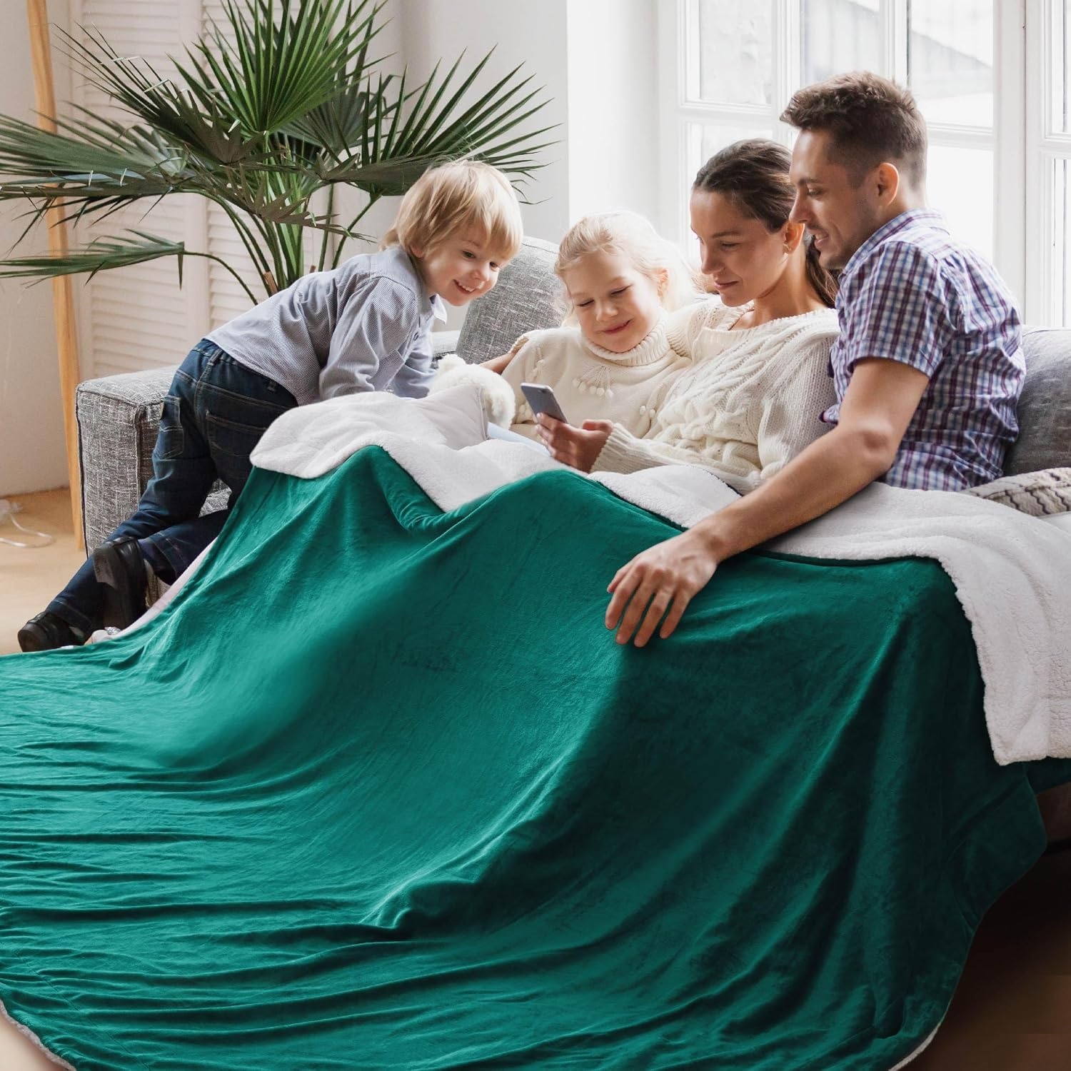 image:imageBedsure GentleSoft Sherpa Fleece Throw Blanket for Couch NonHeated Thick amp Warm Cozy Comfort Blanket for Winter Fall Soft Fuzzy Plush Throw Gifts for Women and Men Grey 50x60 Inches04 Forest Green