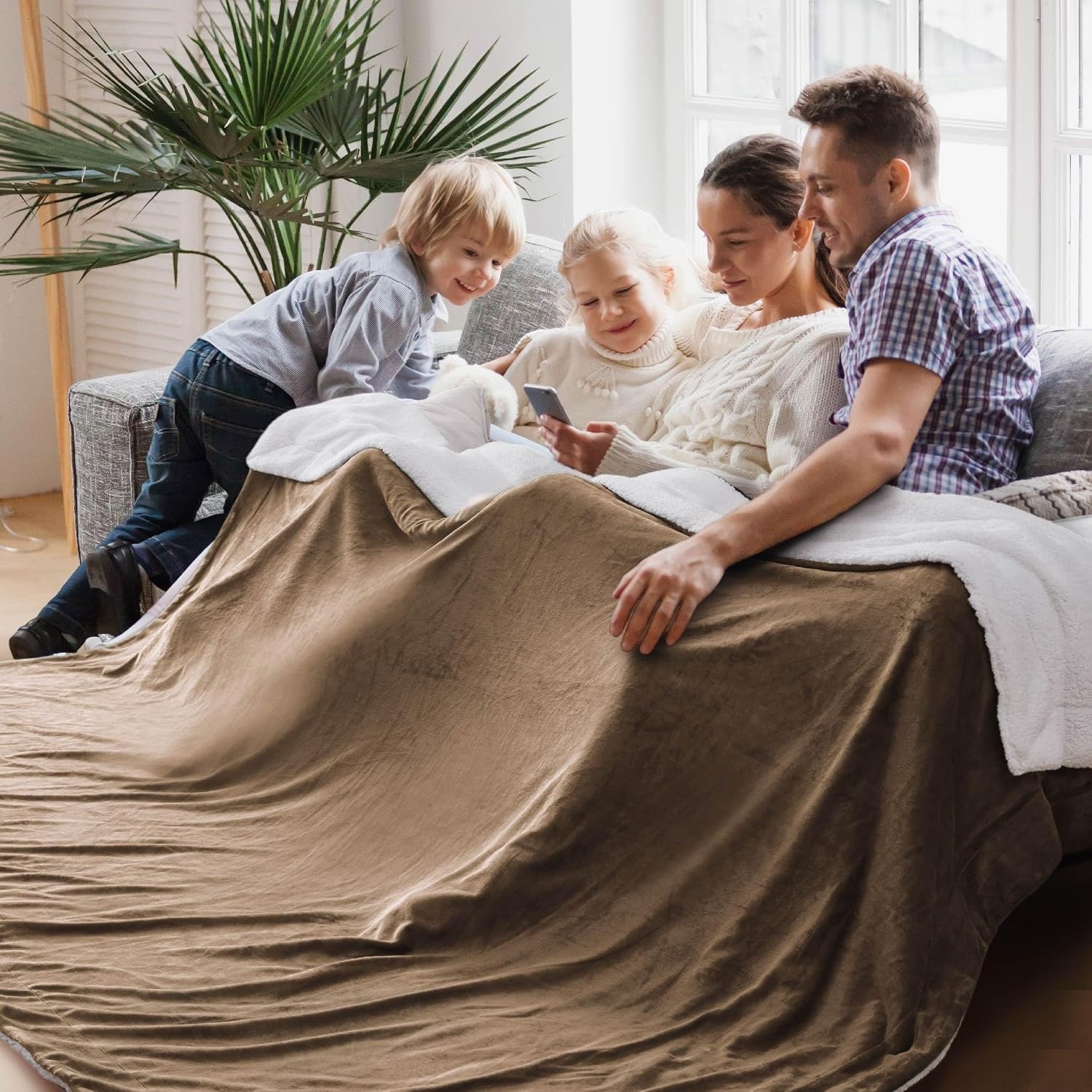 image:imageBedsure GentleSoft Sherpa Fleece Throw Blanket for Couch NonHeated Thick amp Warm Cozy Comfort Blanket for Winter Fall Soft Fuzzy Plush Throw Gifts for Women and Men Grey 50x60 Inches05 Camel