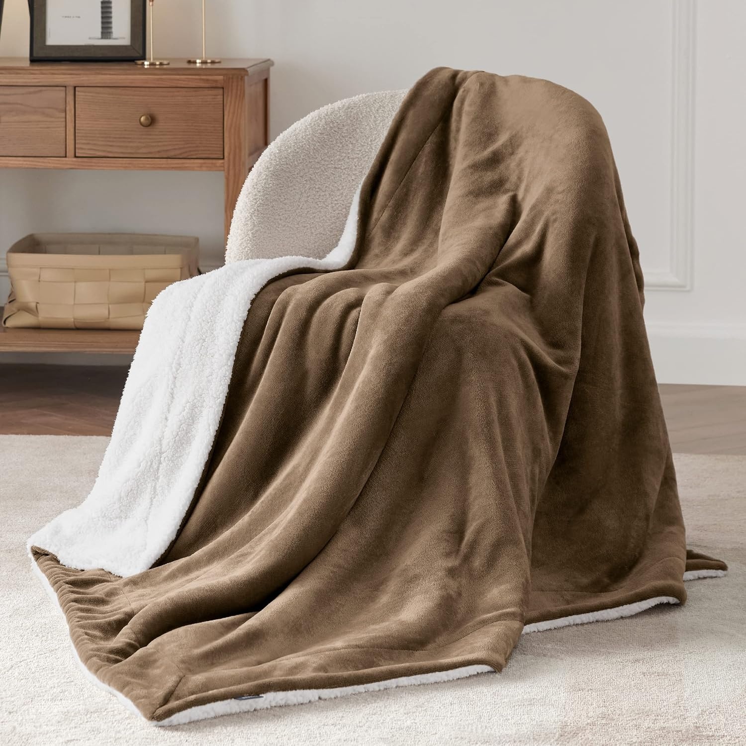 image:imageBedsure GentleSoft Sherpa Fleece Throw Blanket for Couch NonHeated Thick amp Warm Cozy Comfort Blanket for Winter Fall Soft Fuzzy Plush Throw Gifts for Women and Men Grey 50x60 Inches05 Camel