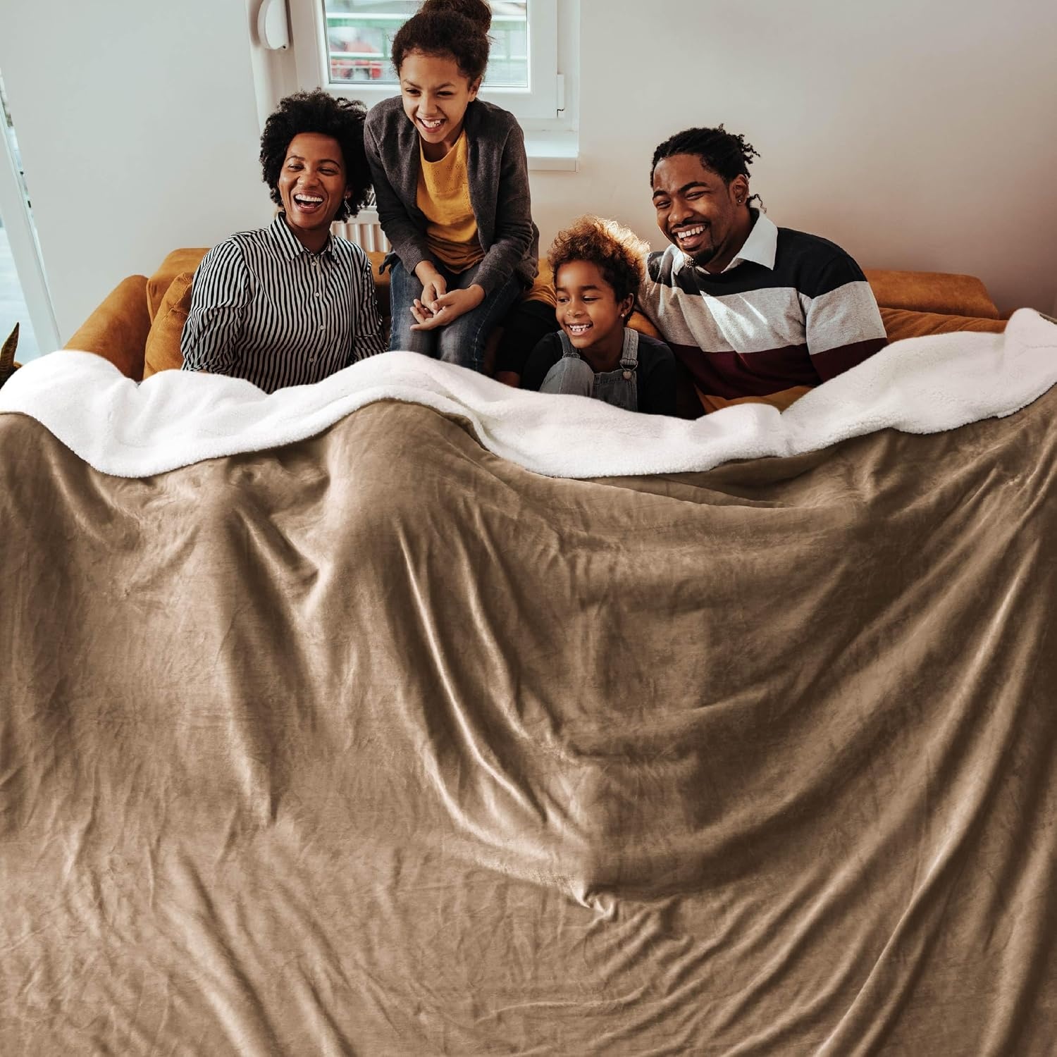 image:imageBedsure GentleSoft Sherpa Fleece Throw Blanket for Couch NonHeated Thick amp Warm Cozy Comfort Blanket for Winter Fall Soft Fuzzy Plush Throw Gifts for Women and Men Grey 50x60 Inches05 Camel