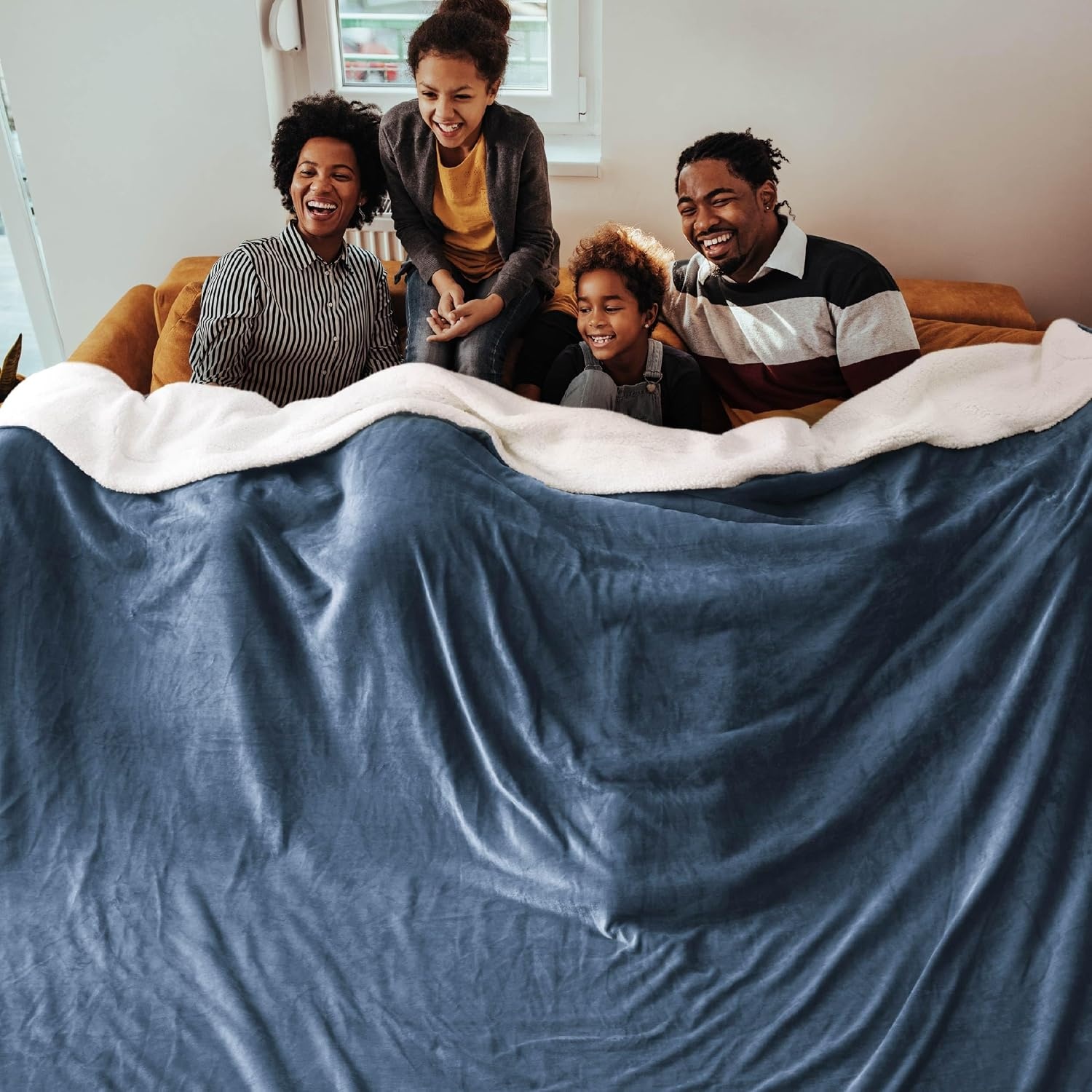 image:imageBedsure GentleSoft Sherpa Fleece Throw Blanket for Couch NonHeated Thick amp Warm Cozy Comfort Blanket for Winter Fall Soft Fuzzy Plush Throw Gifts for Women and Men Grey 50x60 Inches03 Slate Blue