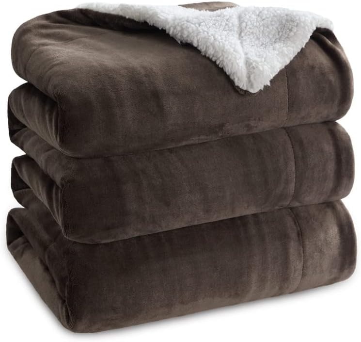 image:imageBedsure GentleSoft Sherpa Fleece Throw Blanket for Couch NonHeated Thick amp Warm Cozy Comfort Blanket for Winter Fall Soft Fuzzy Plush Throw Gifts for Women and Men Grey 50x60 Inches05 Brown