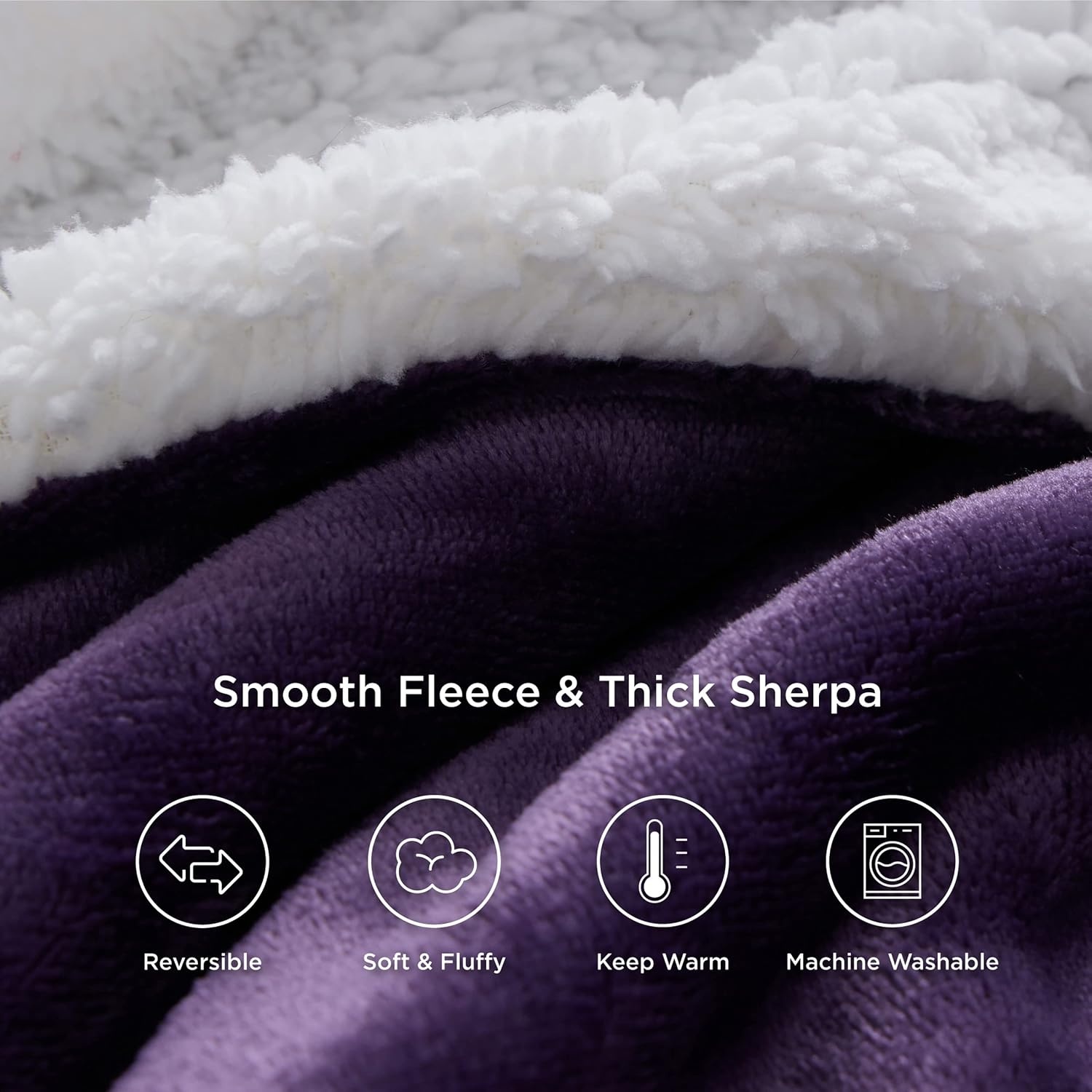 image:imageBedsure GentleSoft Sherpa Fleece Throw Blanket for Couch NonHeated Thick amp Warm Cozy Comfort Blanket for Winter Fall Soft Fuzzy Plush Throw Gifts for Women and Men Grey 50x60 Inches08 Purple