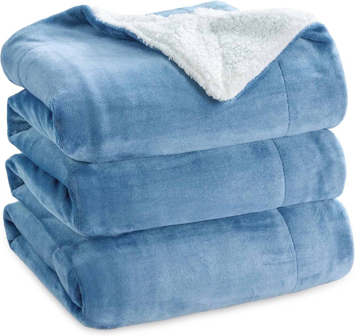 image:imageBedsure GentleSoft Sherpa Fleece Throw Blanket for Couch NonHeated Thick amp Warm Cozy Comfort Blanket for Winter Fall Soft Fuzzy Plush Throw Gifts for Women and Men Grey 50x60 Inches03 Washed Blue