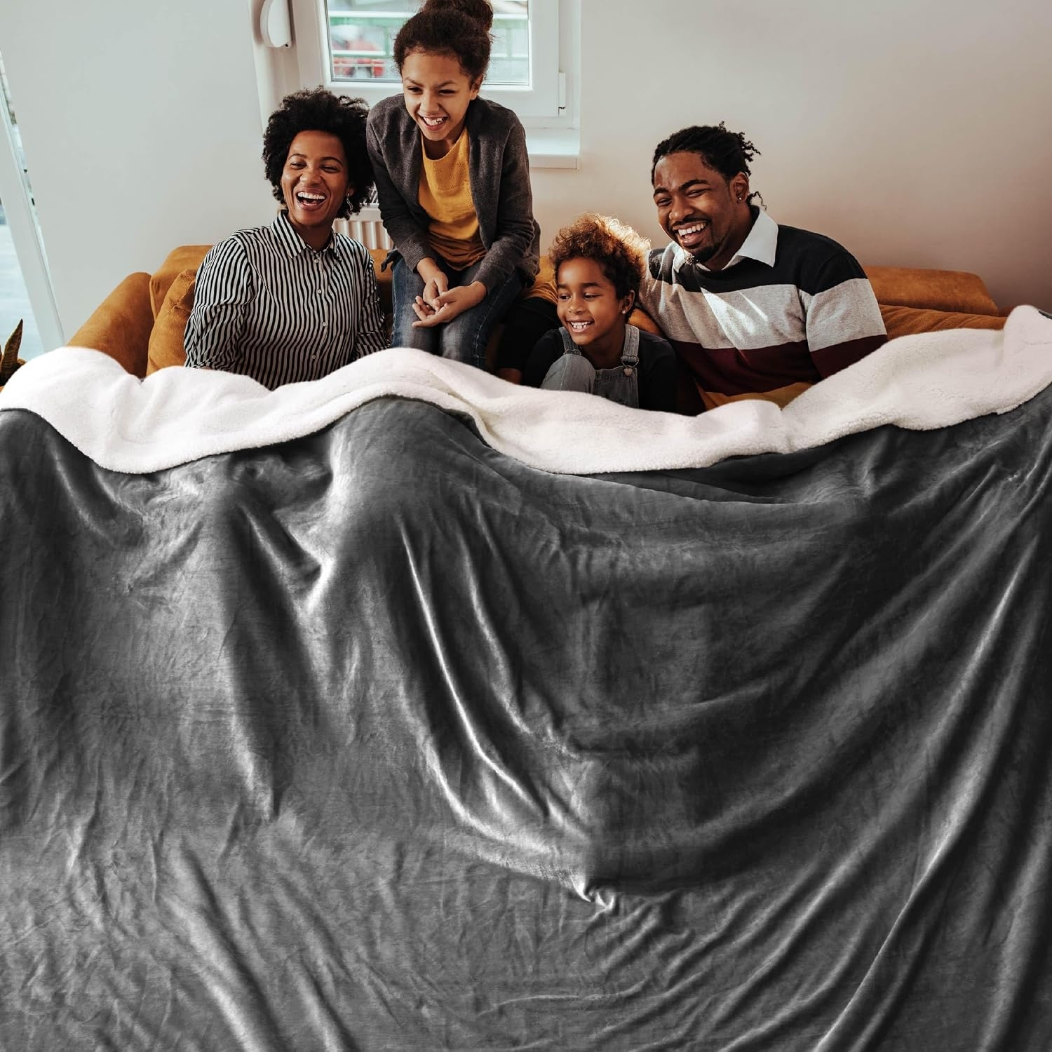 image:imageBedsure GentleSoft Sherpa Fleece Throw Blanket for Couch NonHeated Thick amp Warm Cozy Comfort Blanket for Winter Fall Soft Fuzzy Plush Throw Gifts for Women and Men Grey 50x60 Inches02 Charcoal