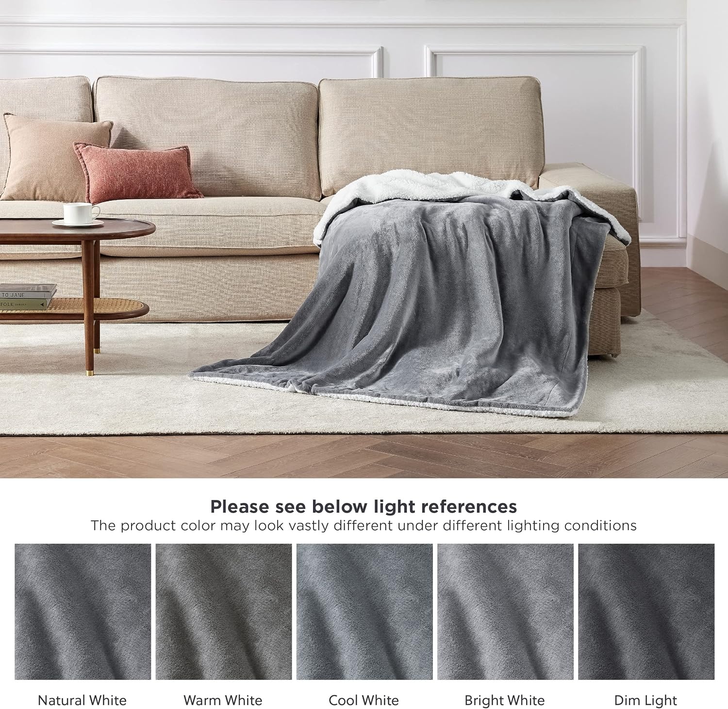 image:imageBedsure GentleSoft Sherpa Fleece Throw Blanket for Couch NonHeated Thick amp Warm Cozy Comfort Blanket for Winter Fall Soft Fuzzy Plush Throw Gifts for Women and Men Grey 50x60 Inches01 Grey