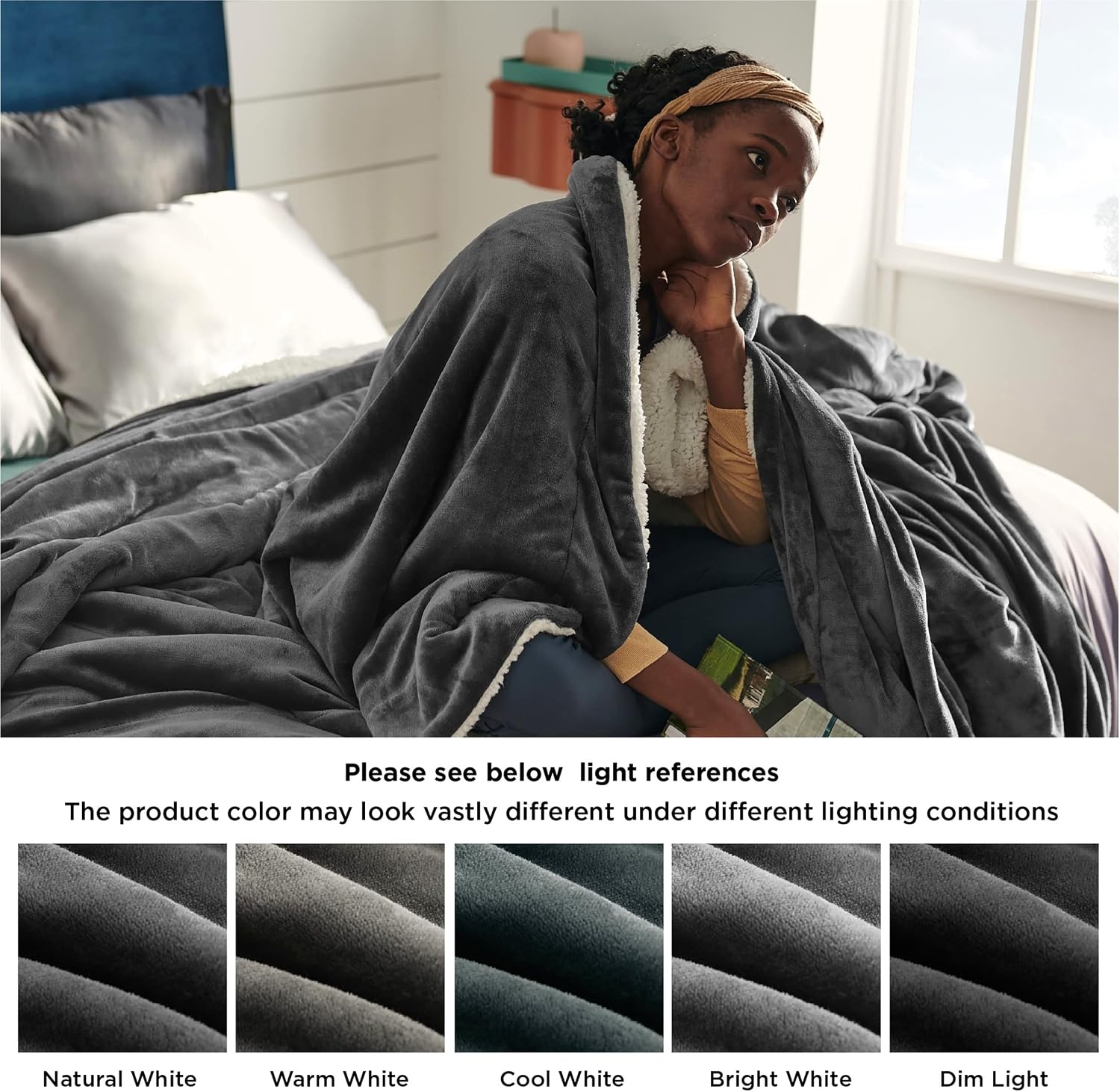 image:imageBedsure GentleSoft Sherpa Fleece Throw Blanket for Couch NonHeated Thick amp Warm Cozy Comfort Blanket for Winter Fall Soft Fuzzy Plush Throw Gifts for Women and Men Grey 50x60 Inches02 Charcoal