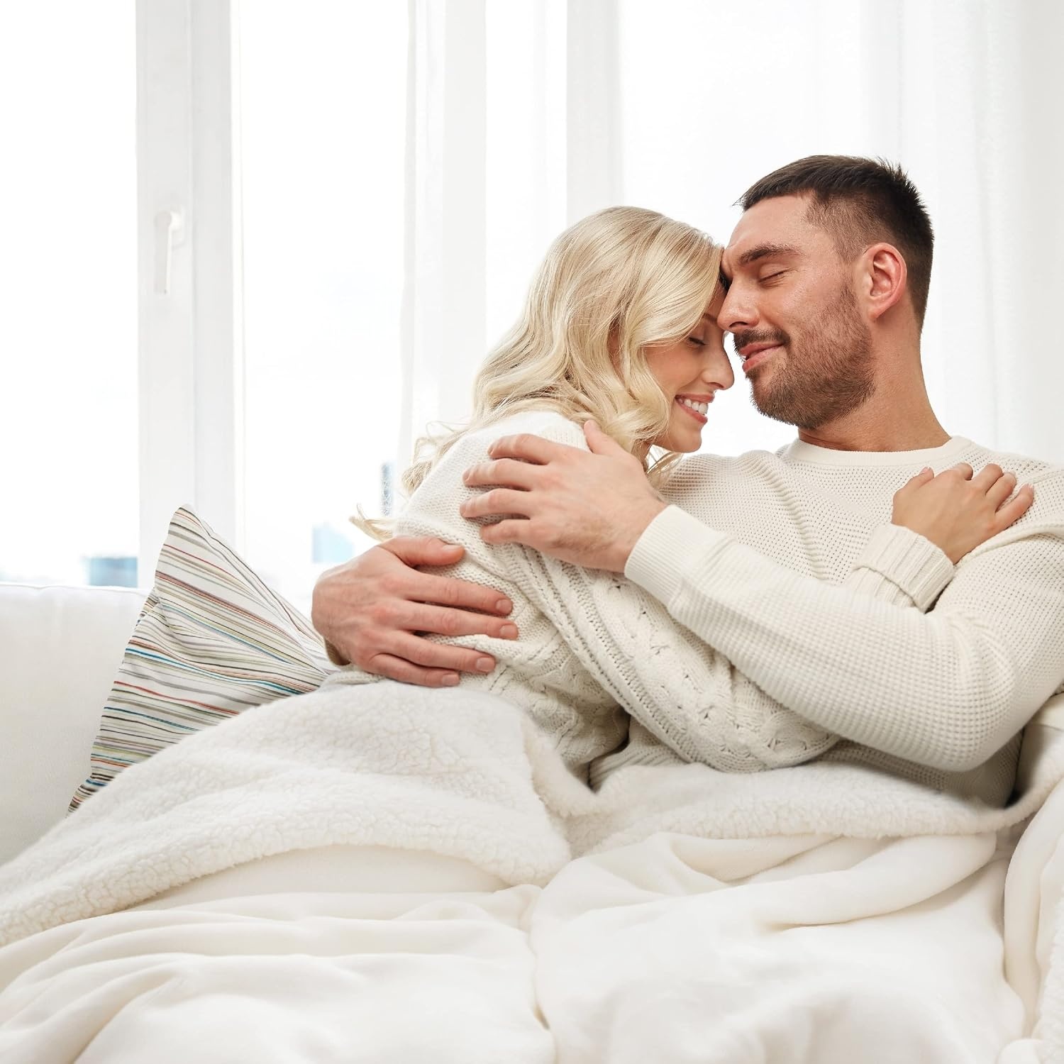 image:imageBedsure GentleSoft Sherpa Fleece Throw Blanket for Couch NonHeated Thick amp Warm Cozy Comfort Blanket for Winter Fall Soft Fuzzy Plush Throw Gifts for Women and Men Grey 50x60 Inches06 Cream