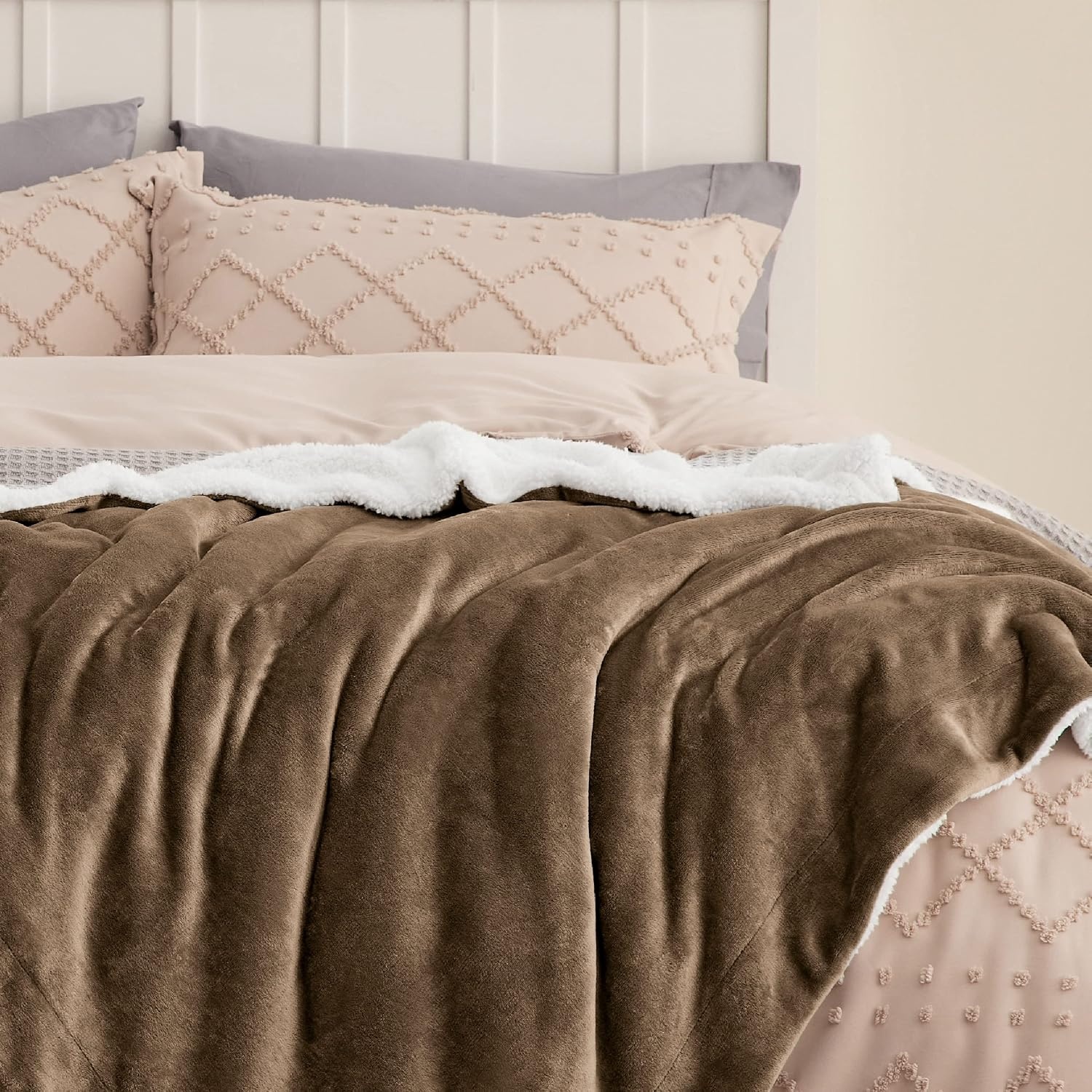 image:imageBedsure GentleSoft Sherpa Fleece Throw Blanket for Couch NonHeated Thick amp Warm Cozy Comfort Blanket for Winter Fall Soft Fuzzy Plush Throw Gifts for Women and Men Grey 50x60 Inches05 Camel