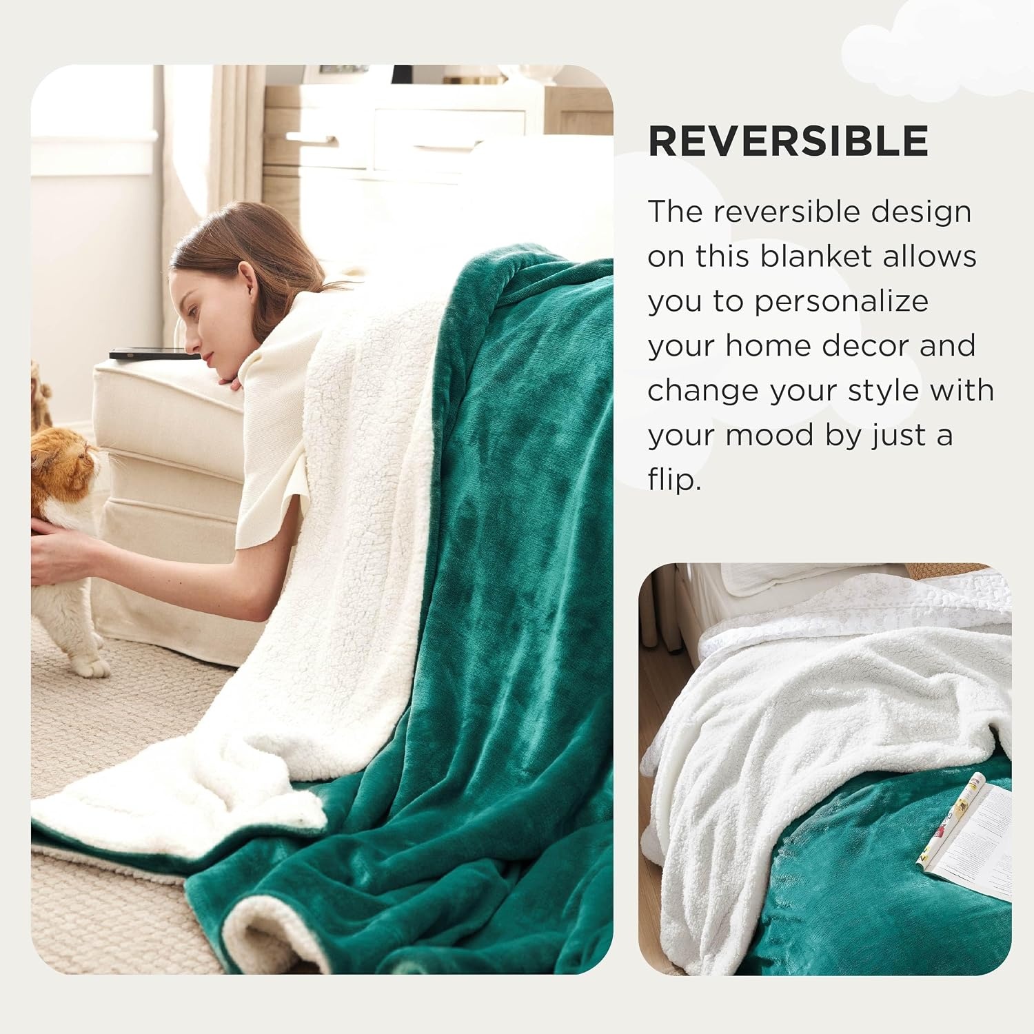 image:imageBedsure GentleSoft Sherpa Fleece Throw Blanket for Couch NonHeated Thick amp Warm Cozy Comfort Blanket for Winter Fall Soft Fuzzy Plush Throw Gifts for Women and Men Grey 50x60 Inches04 Forest Green