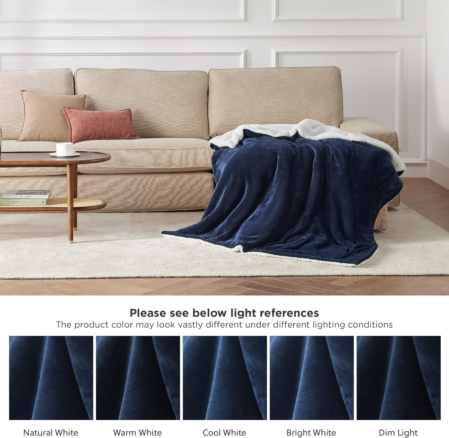 image:imageBedsure GentleSoft Sherpa Fleece Throw Blanket for Couch NonHeated Thick amp Warm Cozy Comfort Blanket for Winter Fall Soft Fuzzy Plush Throw Gifts for Women and Men Grey 50x60 Inches03 Navy
