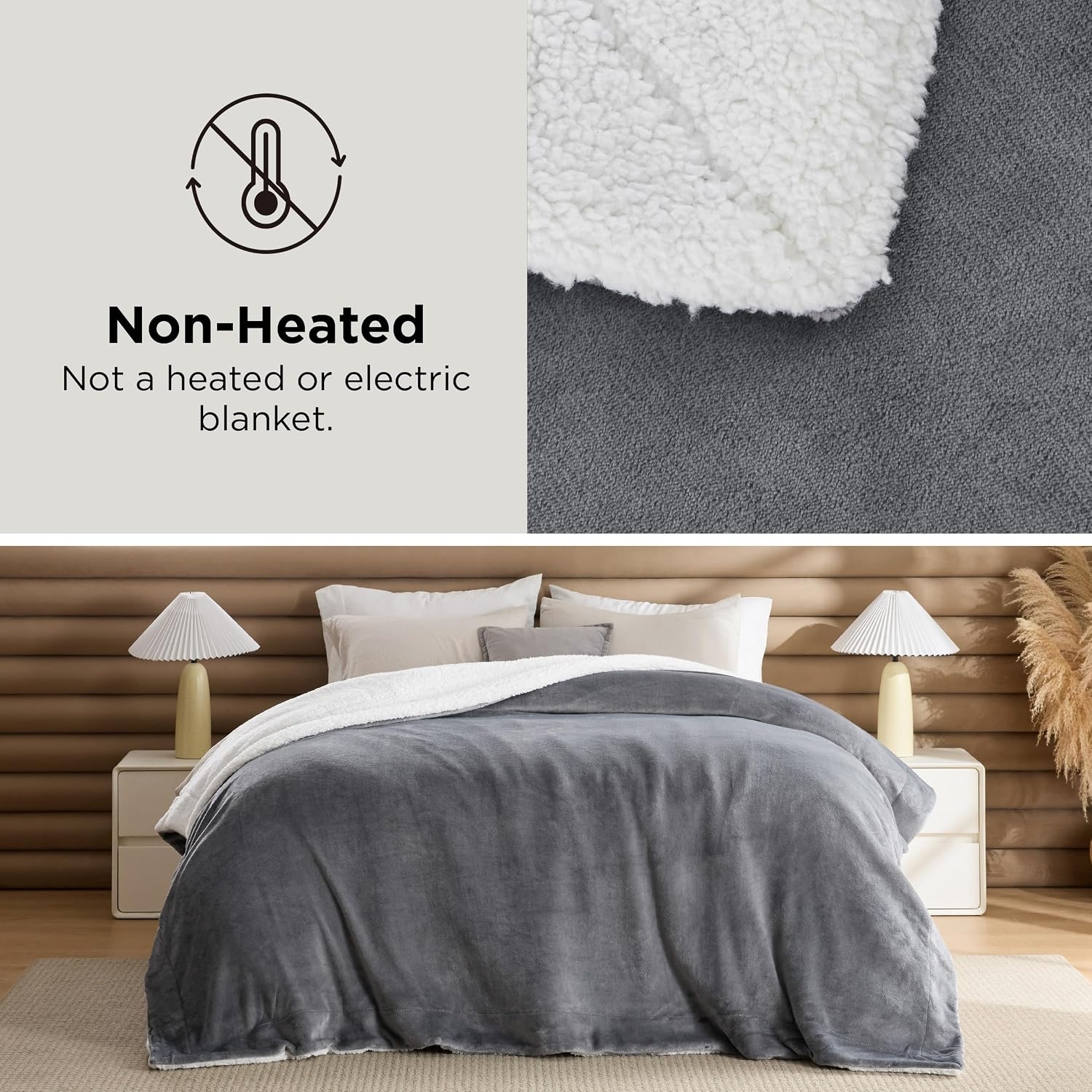 image:imageBedsure GentleSoft Sherpa Fleece Throw Blanket for Couch NonHeated Thick amp Warm Cozy Comfort Blanket for Winter Fall Soft Fuzzy Plush Throw Gifts for Women and Men Grey 50x60 InchesGrey