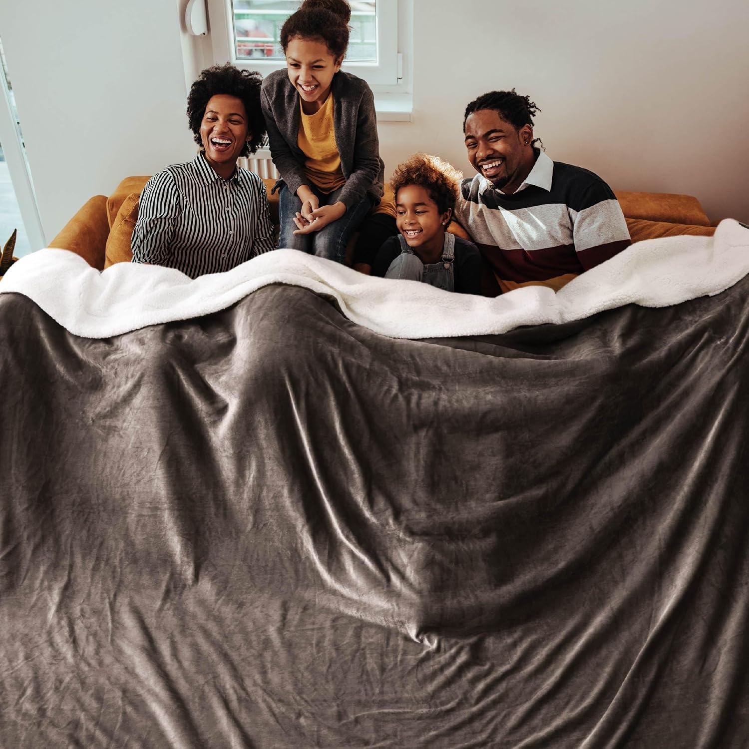 image:imageBedsure GentleSoft Sherpa Fleece Throw Blanket for Couch NonHeated Thick amp Warm Cozy Comfort Blanket for Winter Fall Soft Fuzzy Plush Throw Gifts for Women and Men Grey 50x60 Inches05 Brown