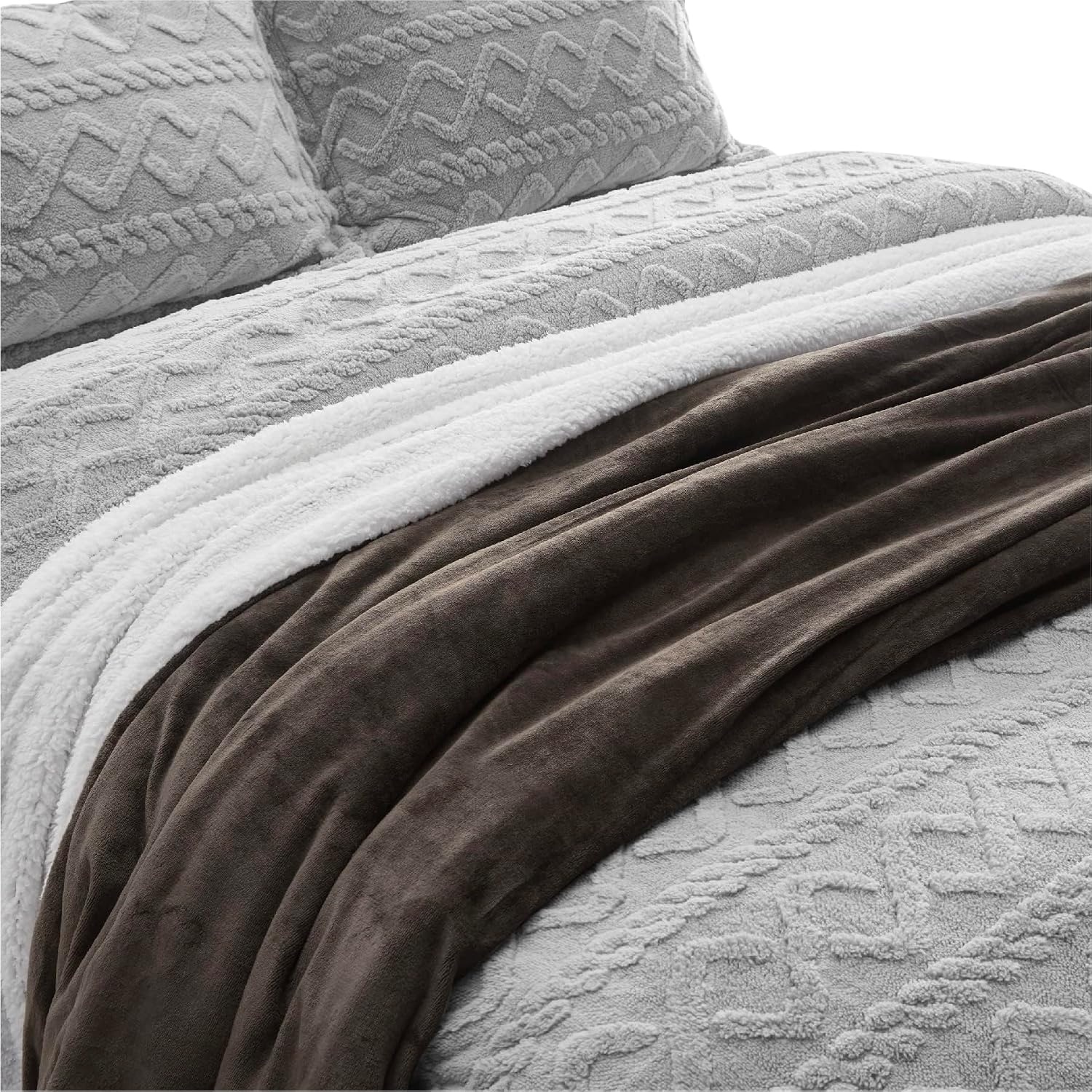 image:imageBedsure GentleSoft Sherpa Fleece Throw Blanket for Couch NonHeated Thick amp Warm Cozy Comfort Blanket for Winter Fall Soft Fuzzy Plush Throw Gifts for Women and Men Grey 50x60 Inches05 Brown