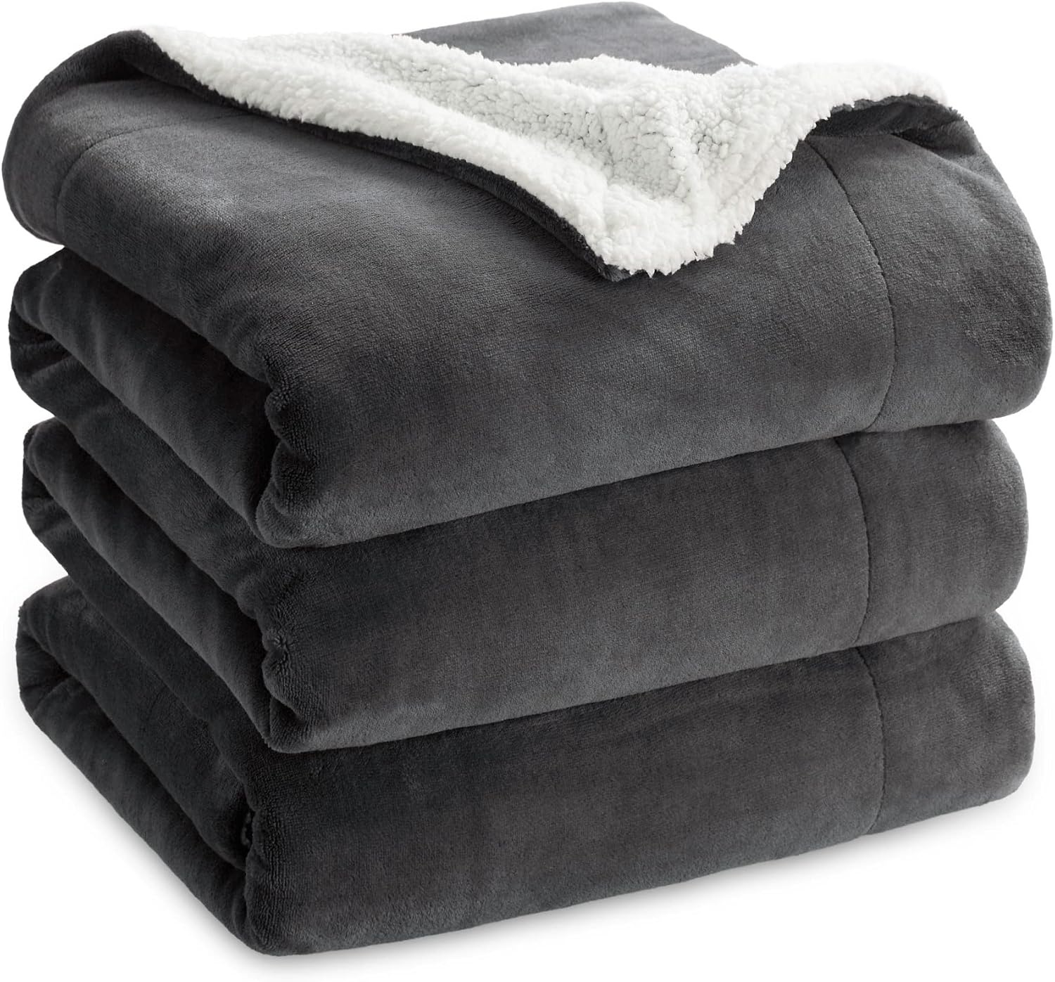 image:imageBedsure GentleSoft Sherpa Fleece Throw Blanket for Couch NonHeated Thick amp Warm Cozy Comfort Blanket for Winter Fall Soft Fuzzy Plush Throw Gifts for Women and Men Grey 50x60 Inches02 Charcoal