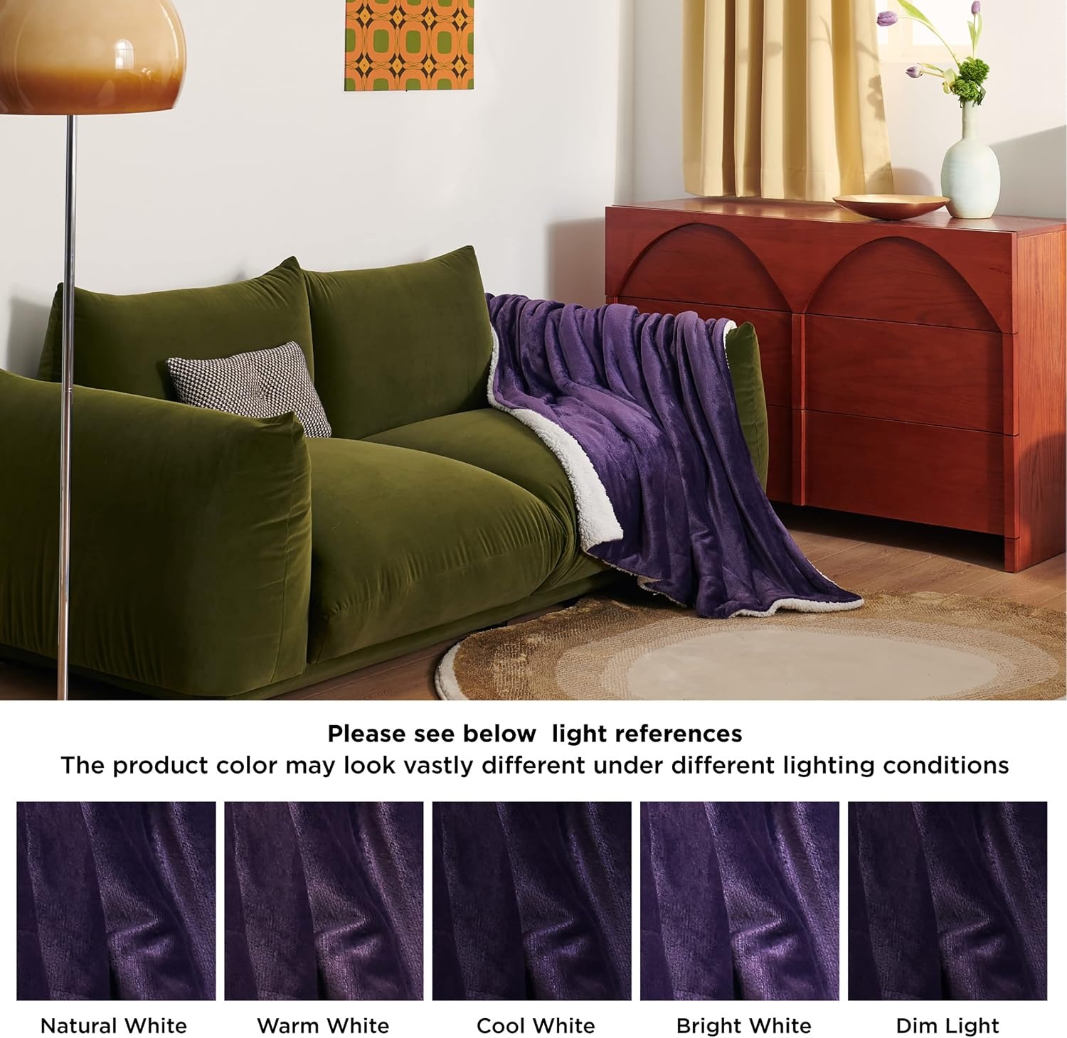 image:imageBedsure GentleSoft Sherpa Fleece Throw Blanket for Couch NonHeated Thick amp Warm Cozy Comfort Blanket for Winter Fall Soft Fuzzy Plush Throw Gifts for Women and Men Grey 50x60 Inches08 Purple