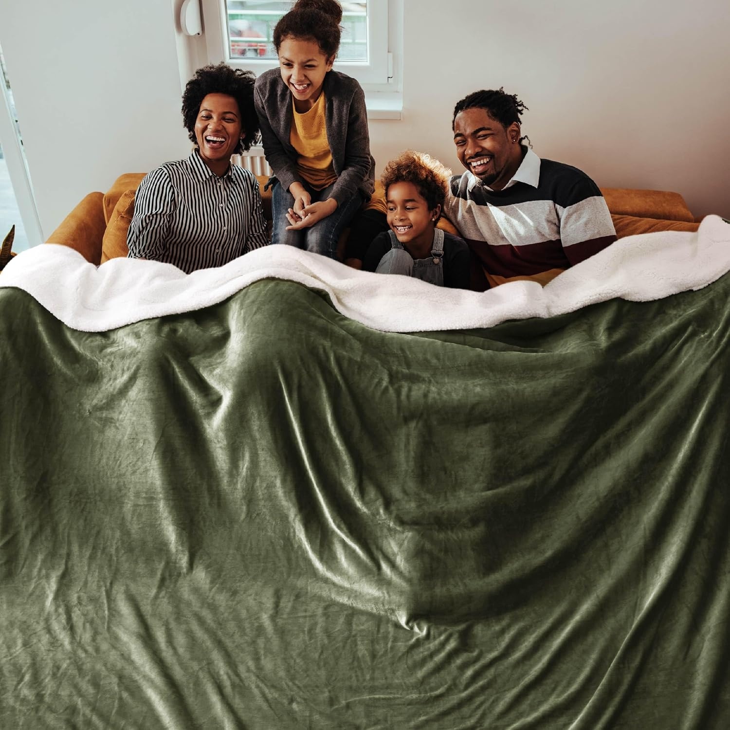 image:imageBedsure GentleSoft Sherpa Fleece Throw Blanket for Couch NonHeated Thick amp Warm Cozy Comfort Blanket for Winter Fall Soft Fuzzy Plush Throw Gifts for Women and Men Grey 50x60 Inches04 Olive Green