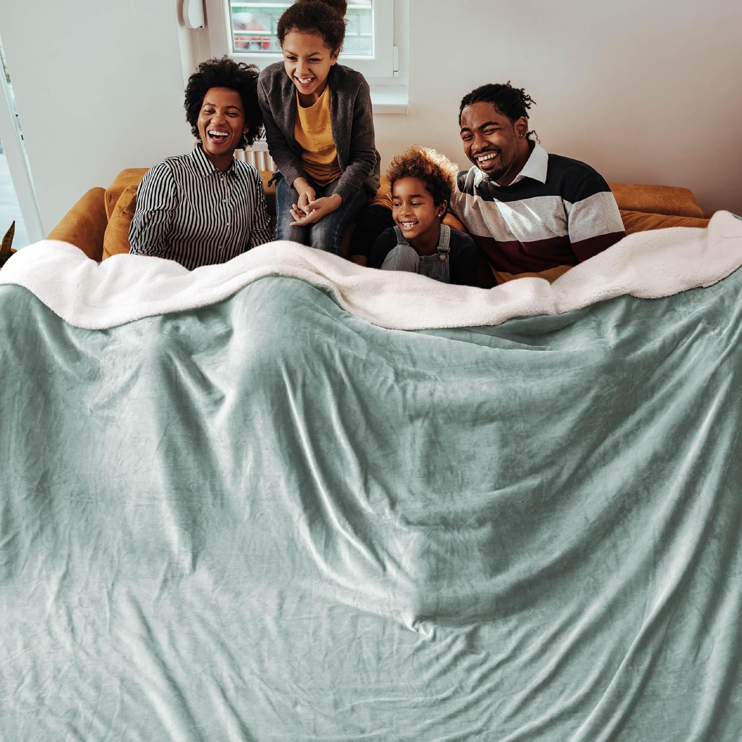 image:imageBedsure GentleSoft Sherpa Fleece Throw Blanket for Couch NonHeated Thick amp Warm Cozy Comfort Blanket for Winter Fall Soft Fuzzy Plush Throw Gifts for Women and Men Grey 50x60 Inches04 Sage Green