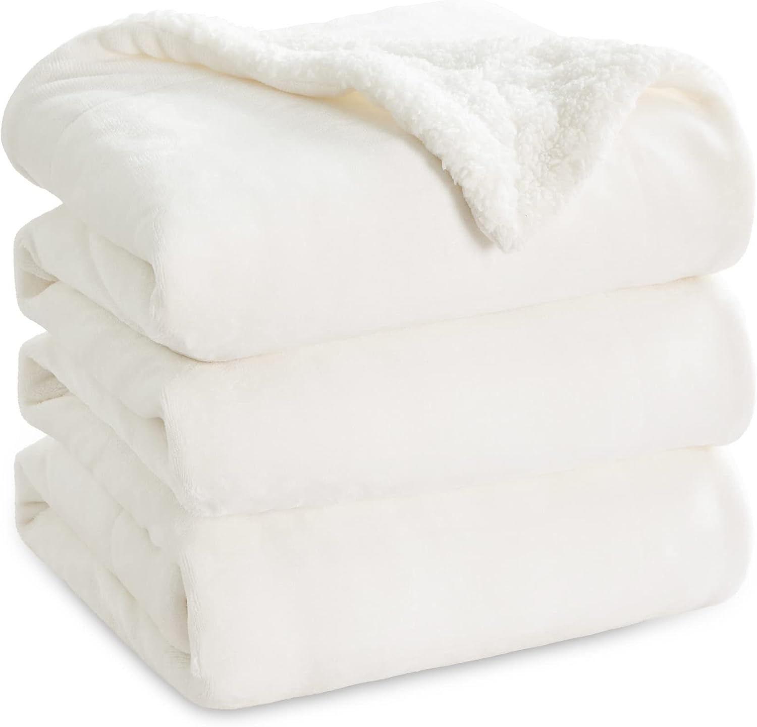 image:imageBedsure GentleSoft Sherpa Fleece Throw Blanket for Couch NonHeated Thick amp Warm Cozy Comfort Blanket for Winter Fall Soft Fuzzy Plush Throw Gifts for Women and Men Grey 50x60 Inches06 White