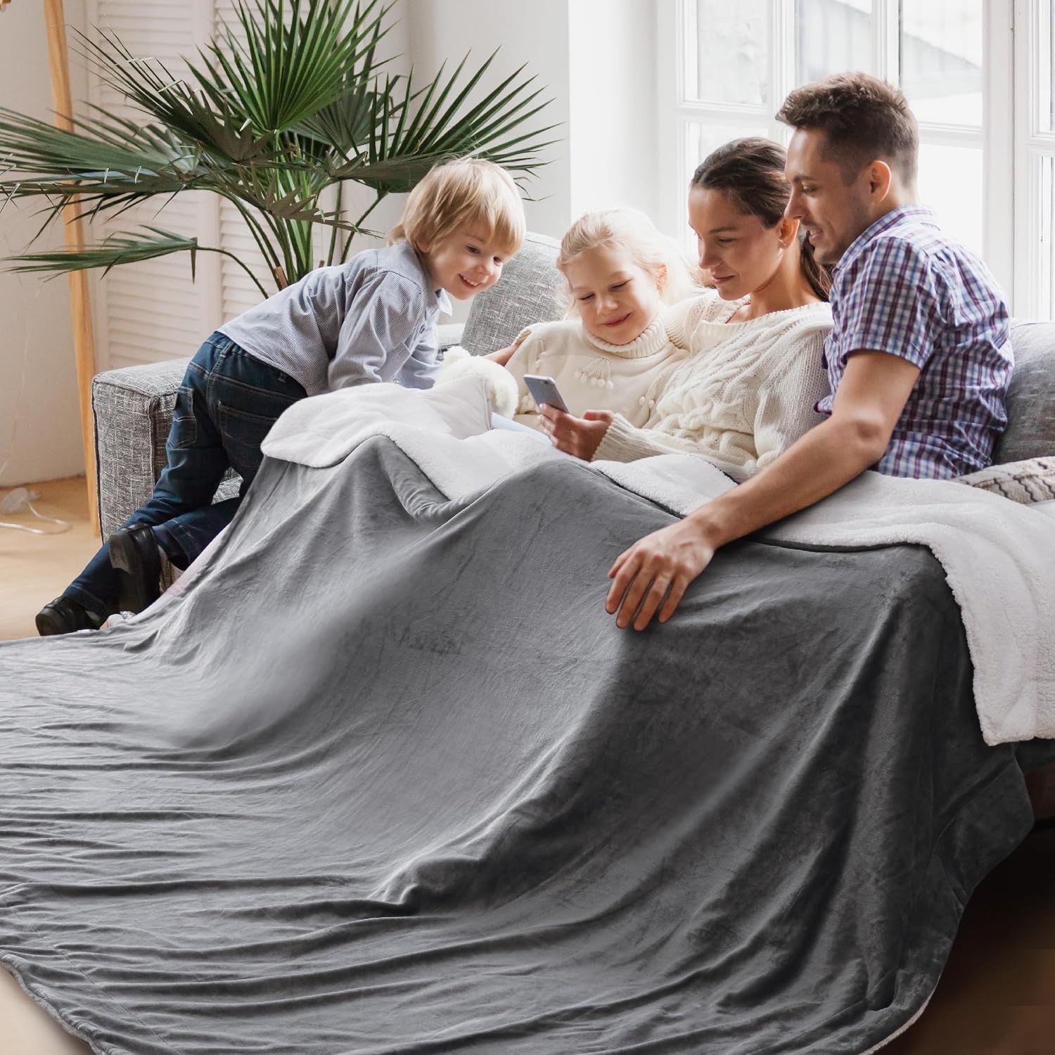 image:imageBedsure GentleSoft Sherpa Fleece Throw Blanket for Couch NonHeated Thick amp Warm Cozy Comfort Blanket for Winter Fall Soft Fuzzy Plush Throw Gifts for Women and Men Grey 50x60 Inches01 Grey