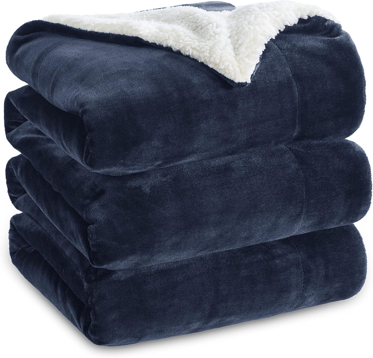 image:imageBedsure GentleSoft Sherpa Fleece Throw Blanket for Couch NonHeated Thick amp Warm Cozy Comfort Blanket for Winter Fall Soft Fuzzy Plush Throw Gifts for Women and Men Grey 50x60 Inches03 Navy