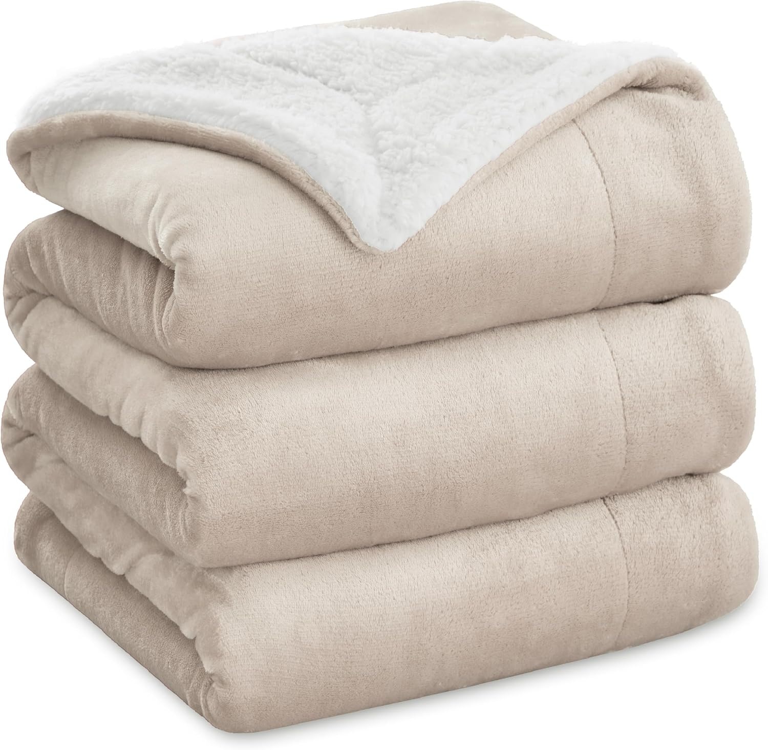 image:imageBedsure GentleSoft Sherpa Fleece Throw Blanket for Couch NonHeated Thick amp Warm Cozy Comfort Blanket for Winter Fall Soft Fuzzy Plush Throw Gifts for Women and Men Grey 50x60 Inches05 Beige