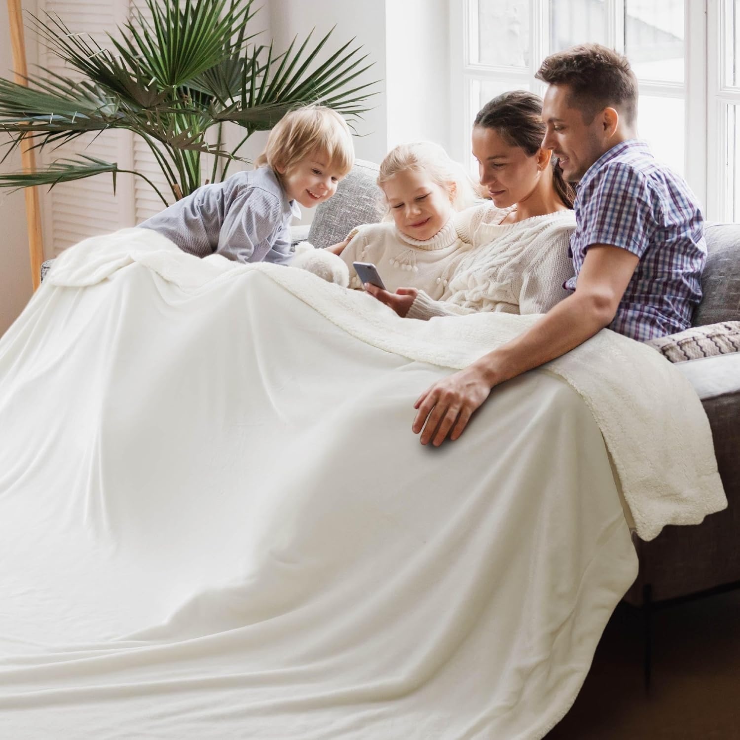 image:imageBedsure GentleSoft Sherpa Fleece Throw Blanket for Couch NonHeated Thick amp Warm Cozy Comfort Blanket for Winter Fall Soft Fuzzy Plush Throw Gifts for Women and Men Grey 50x60 Inches06 White