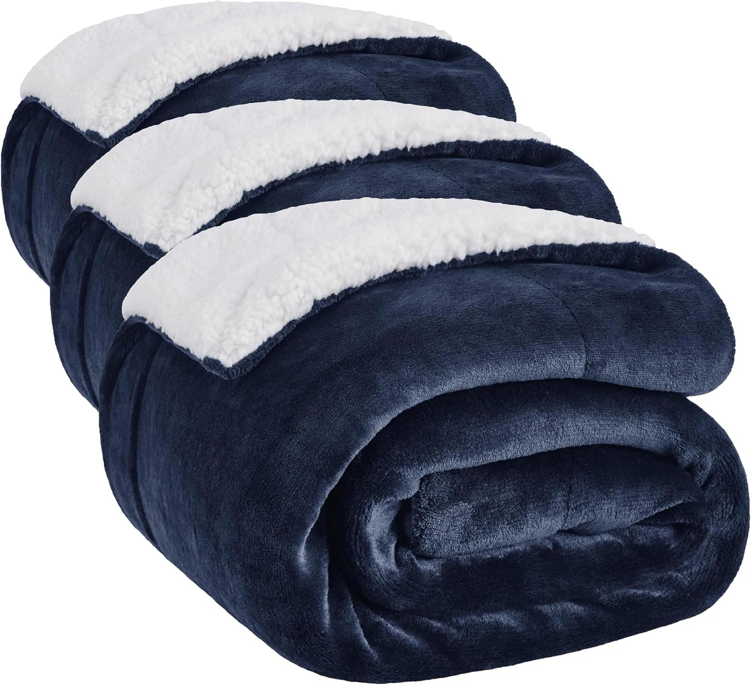 image:imageBedsure GentleSoft Sherpa Fleece Throw Blanket for Couch NonHeated Thick amp Warm Cozy Comfort Blanket for Winter Fall Soft Fuzzy Plush Throw Gifts for Women and Men Grey 50x60 Inches03 Navy