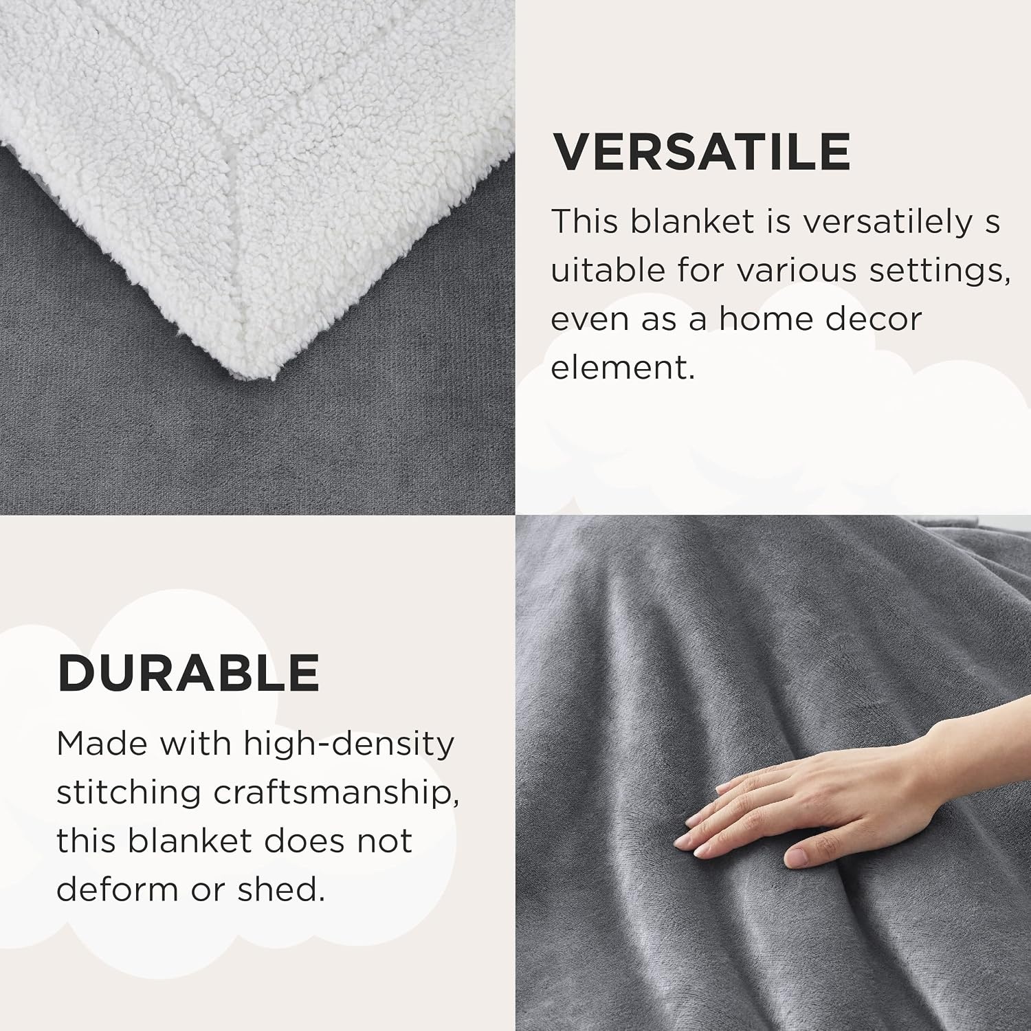 image:imageBedsure GentleSoft Sherpa Fleece Throw Blanket for Couch NonHeated Thick amp Warm Cozy Comfort Blanket for Winter Fall Soft Fuzzy Plush Throw Gifts for Women and Men Grey 50x60 Inches01 Grey