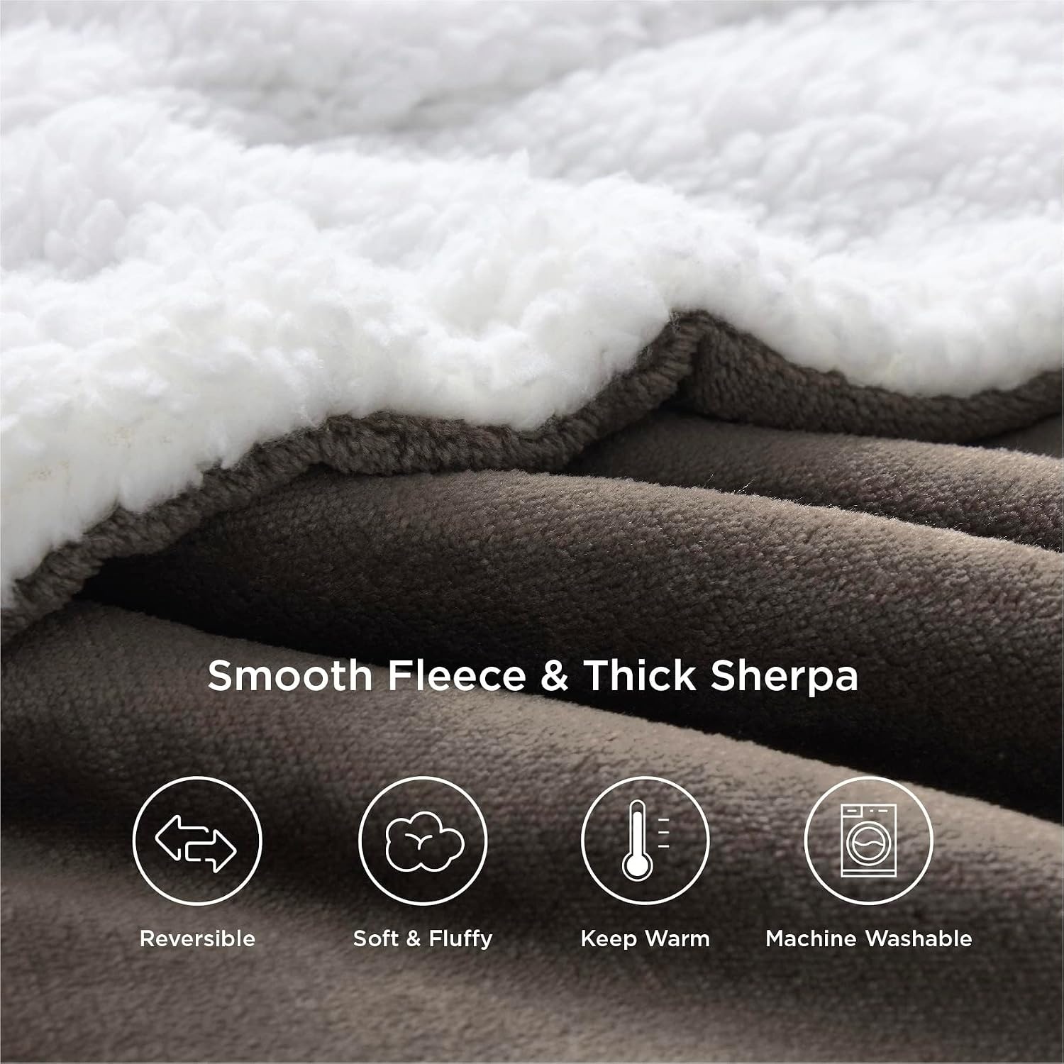 image:imageBedsure GentleSoft Sherpa Fleece Throw Blanket for Couch NonHeated Thick amp Warm Cozy Comfort Blanket for Winter Fall Soft Fuzzy Plush Throw Gifts for Women and Men Grey 50x60 Inches05 Brown