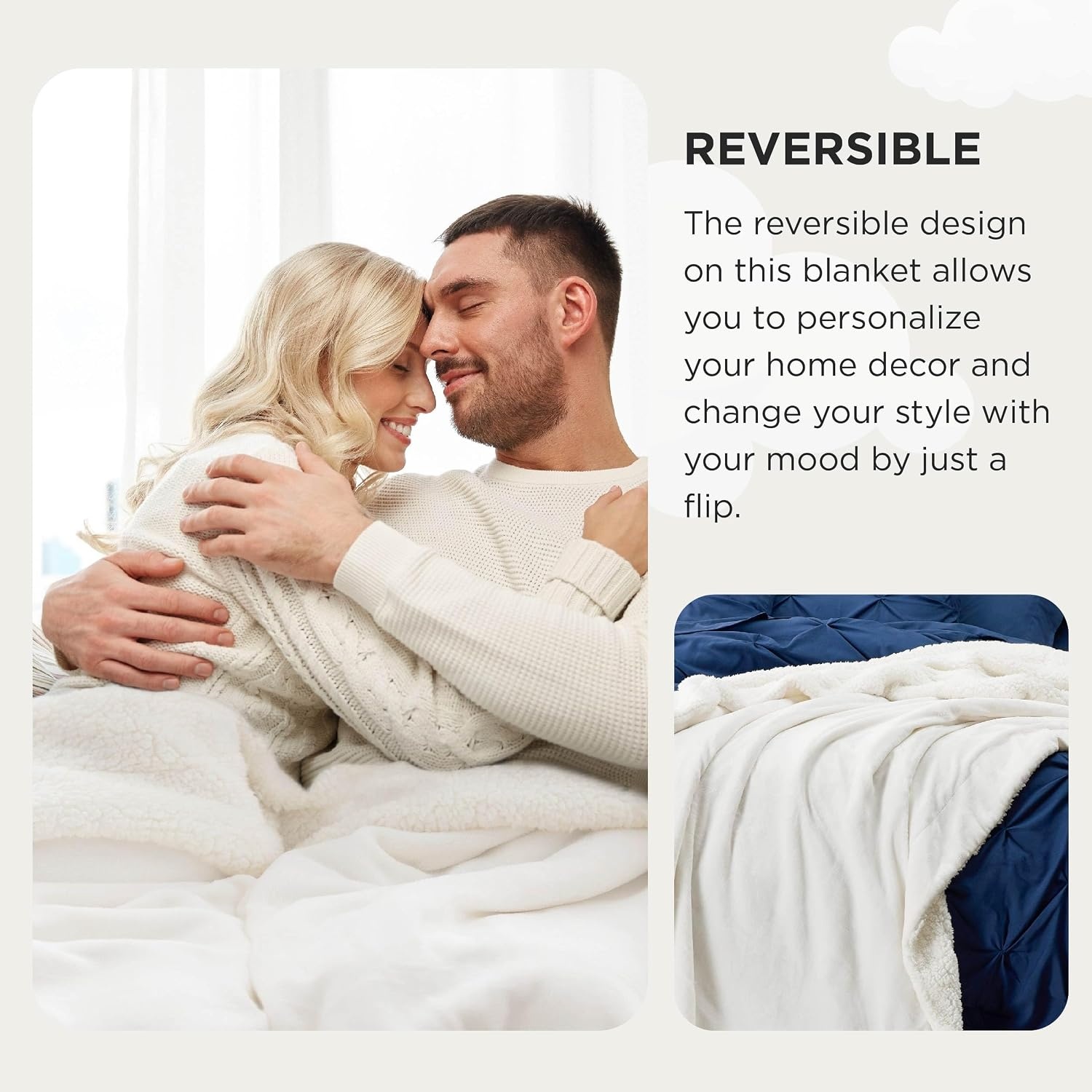 image:imageBedsure GentleSoft Sherpa Fleece Throw Blanket for Couch NonHeated Thick amp Warm Cozy Comfort Blanket for Winter Fall Soft Fuzzy Plush Throw Gifts for Women and Men Grey 50x60 Inches06 White