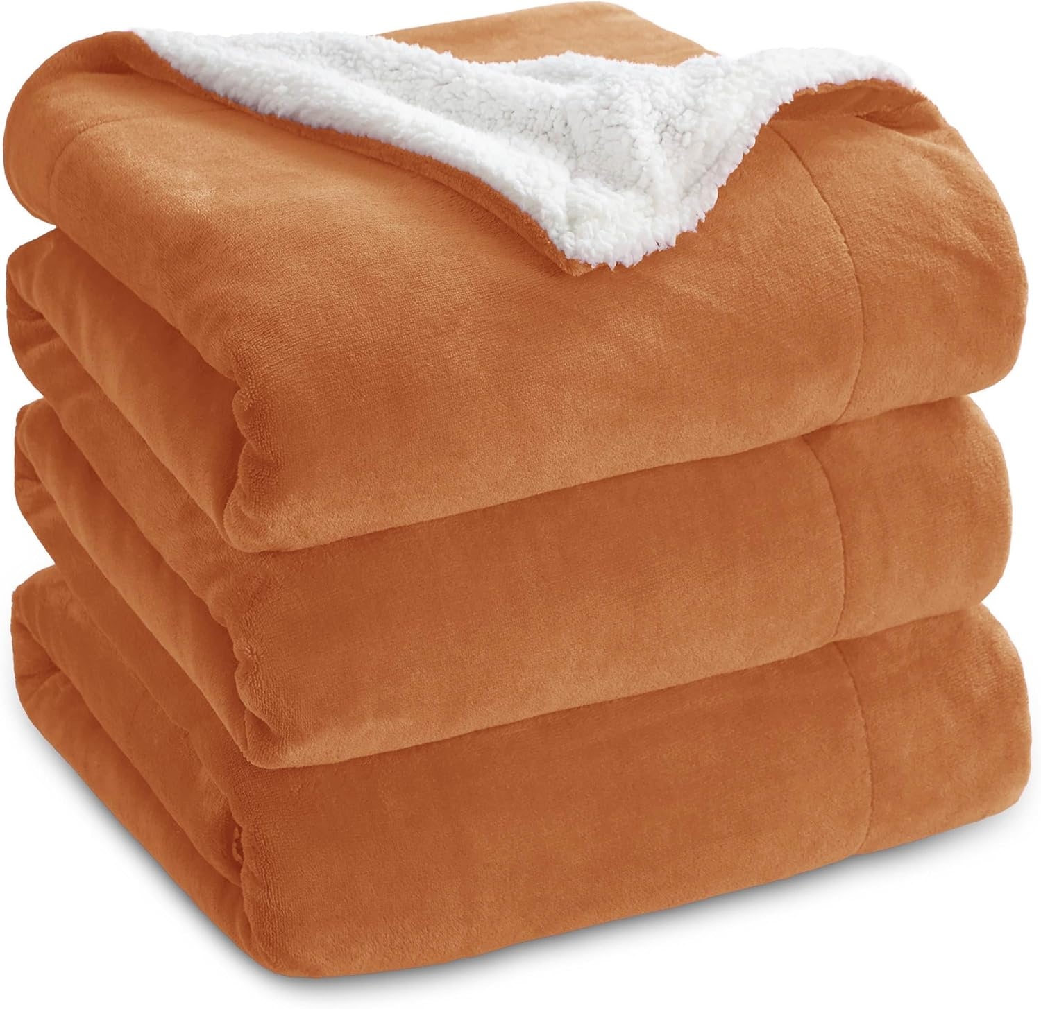 image:imageBedsure GentleSoft Sherpa Fleece Throw Blanket for Couch NonHeated Thick amp Warm Cozy Comfort Blanket for Winter Fall Soft Fuzzy Plush Throw Gifts for Women and Men Grey 50x60 Inches09 Burnt Orange
