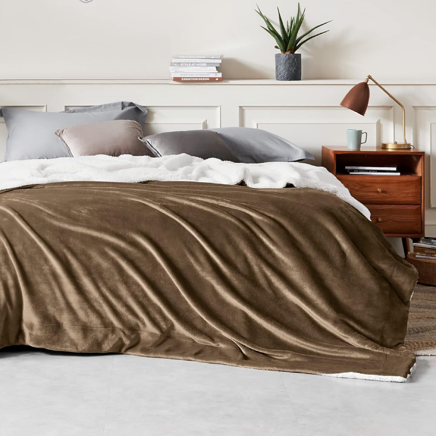 image:imageBedsure GentleSoft Sherpa Fleece Throw Blanket for Couch NonHeated Thick amp Warm Cozy Comfort Blanket for Winter Fall Soft Fuzzy Plush Throw Gifts for Women and Men Grey 50x60 Inches05 Camel