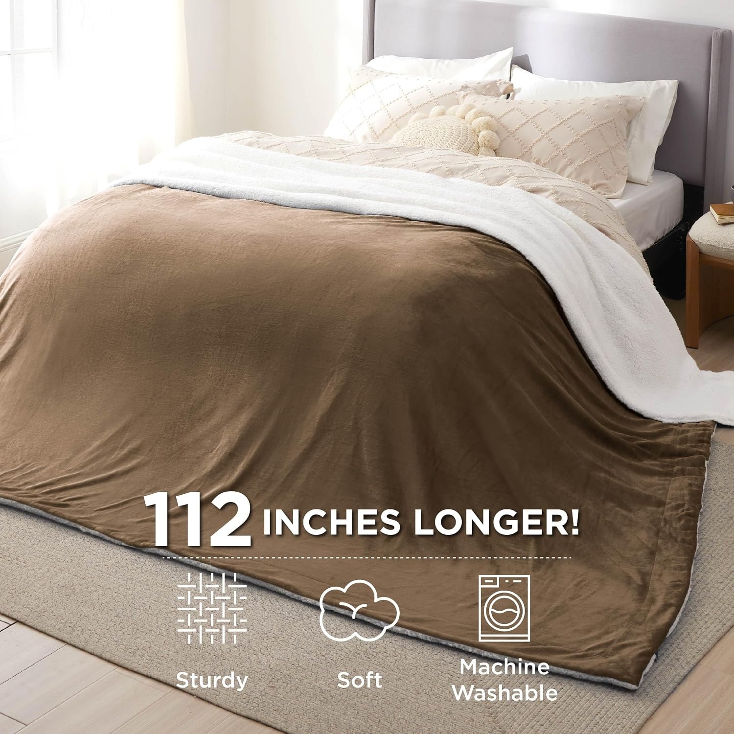 image:imageBedsure GentleSoft Sherpa Fleece Throw Blanket for Couch NonHeated Thick amp Warm Cozy Comfort Blanket for Winter Fall Soft Fuzzy Plush Throw Gifts for Women and Men Grey 50x60 Inches05 Camel